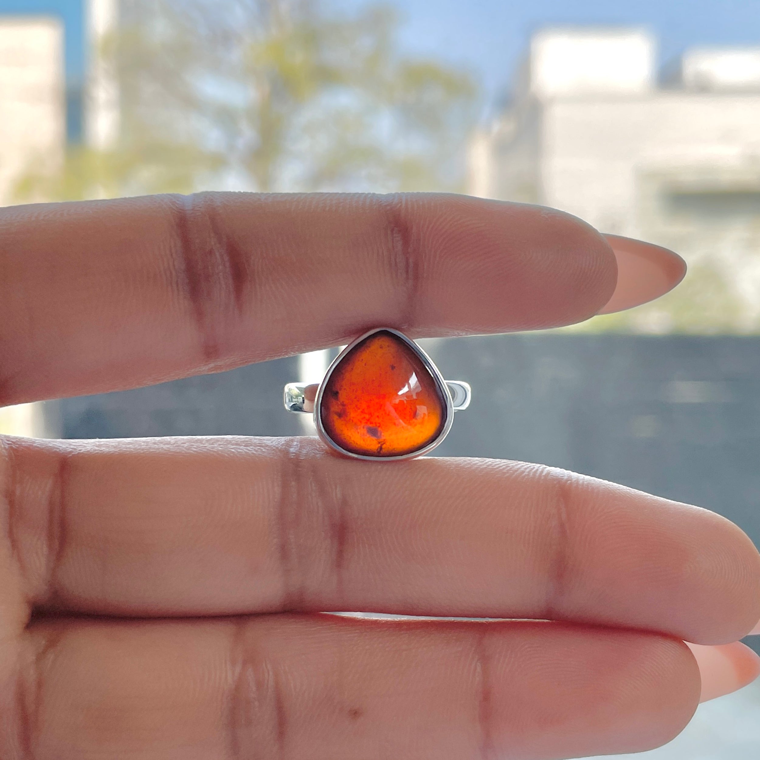 Hessonite Garnet Adjustable Ring-(HSG-R-31.)