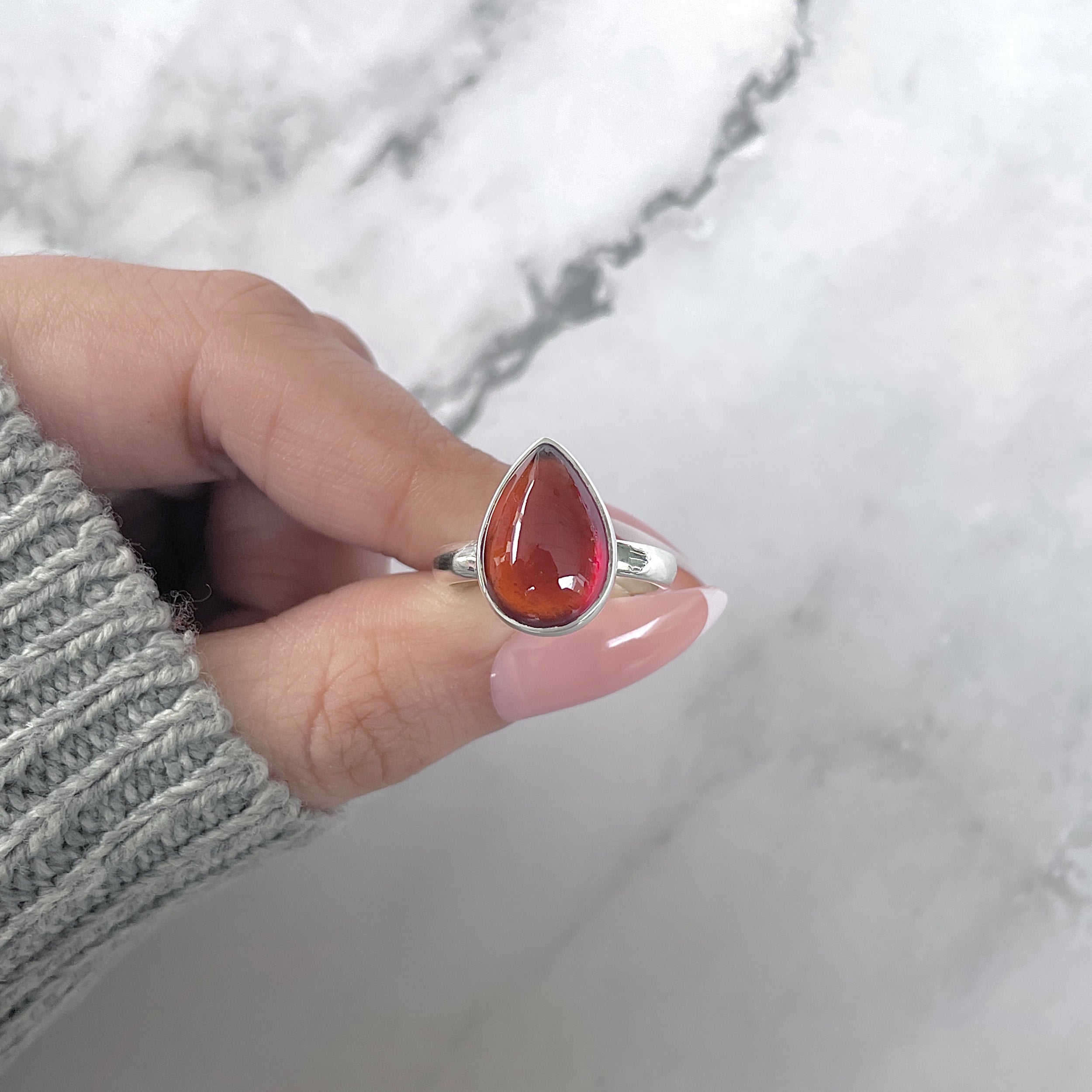 Hessonite Garnet Adjustable Ring-(HSG-R-32.)