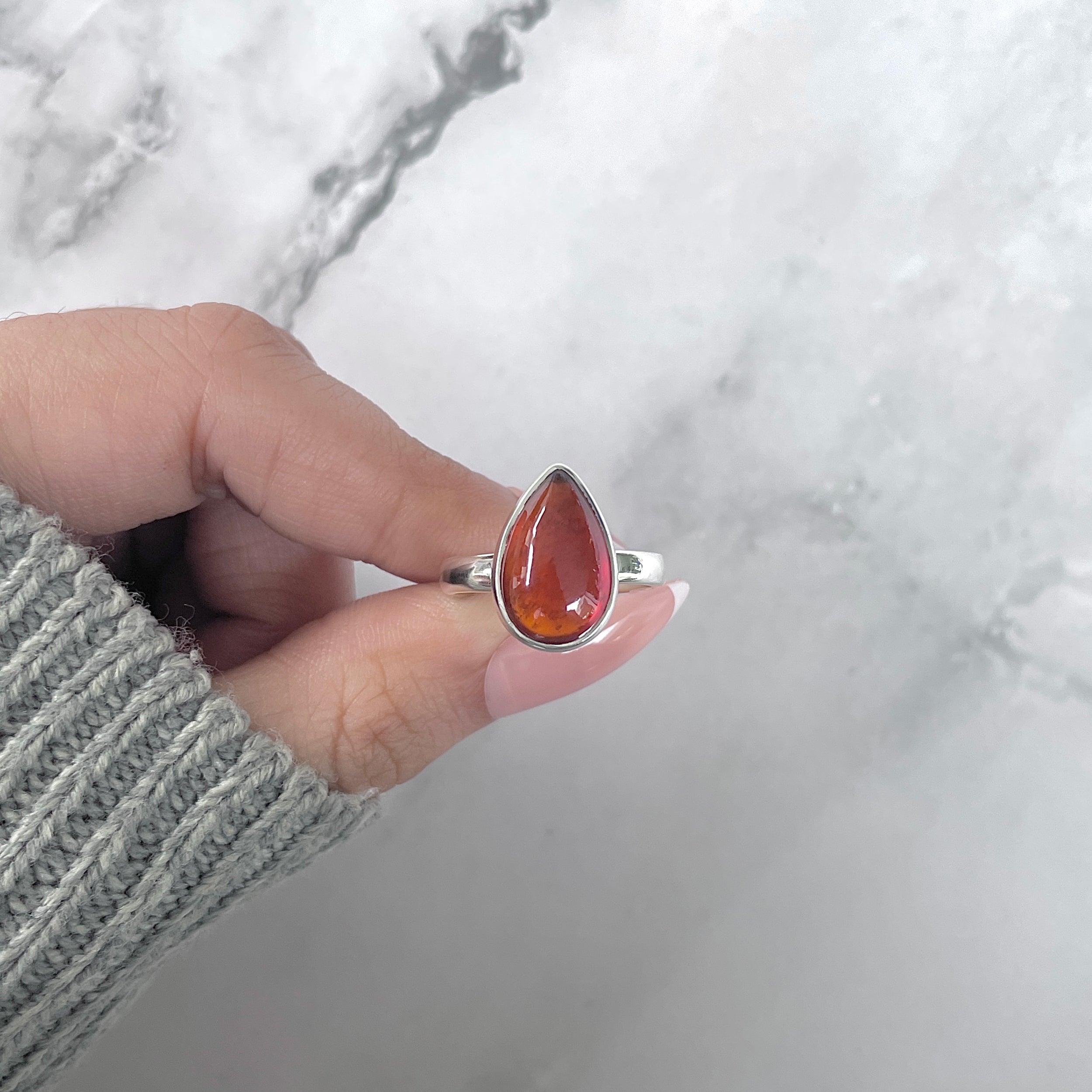 Hessonite Garnet Adjustable Ring-(HSG-R-33.)