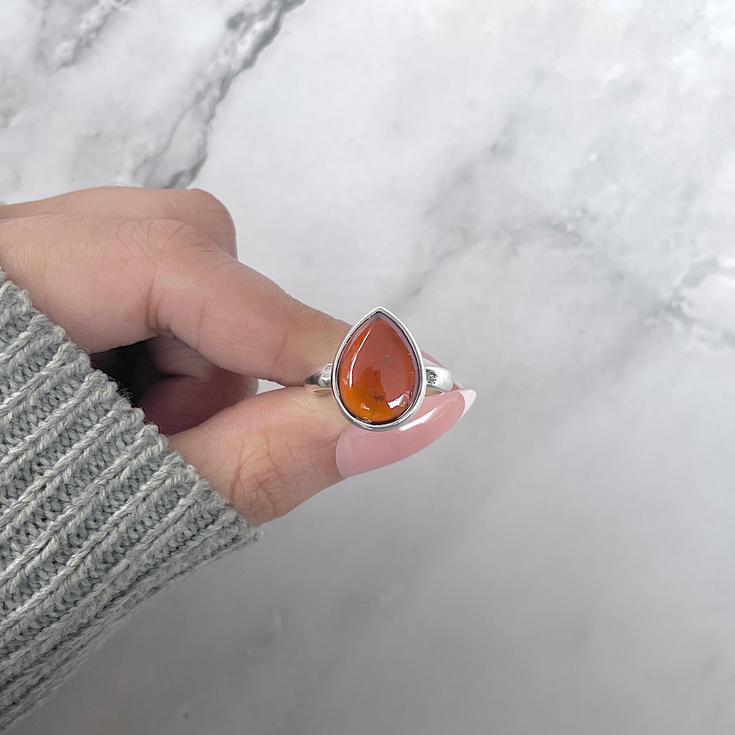 Hessonite Garnet Adjustable Ring-(HSG-R-34.)