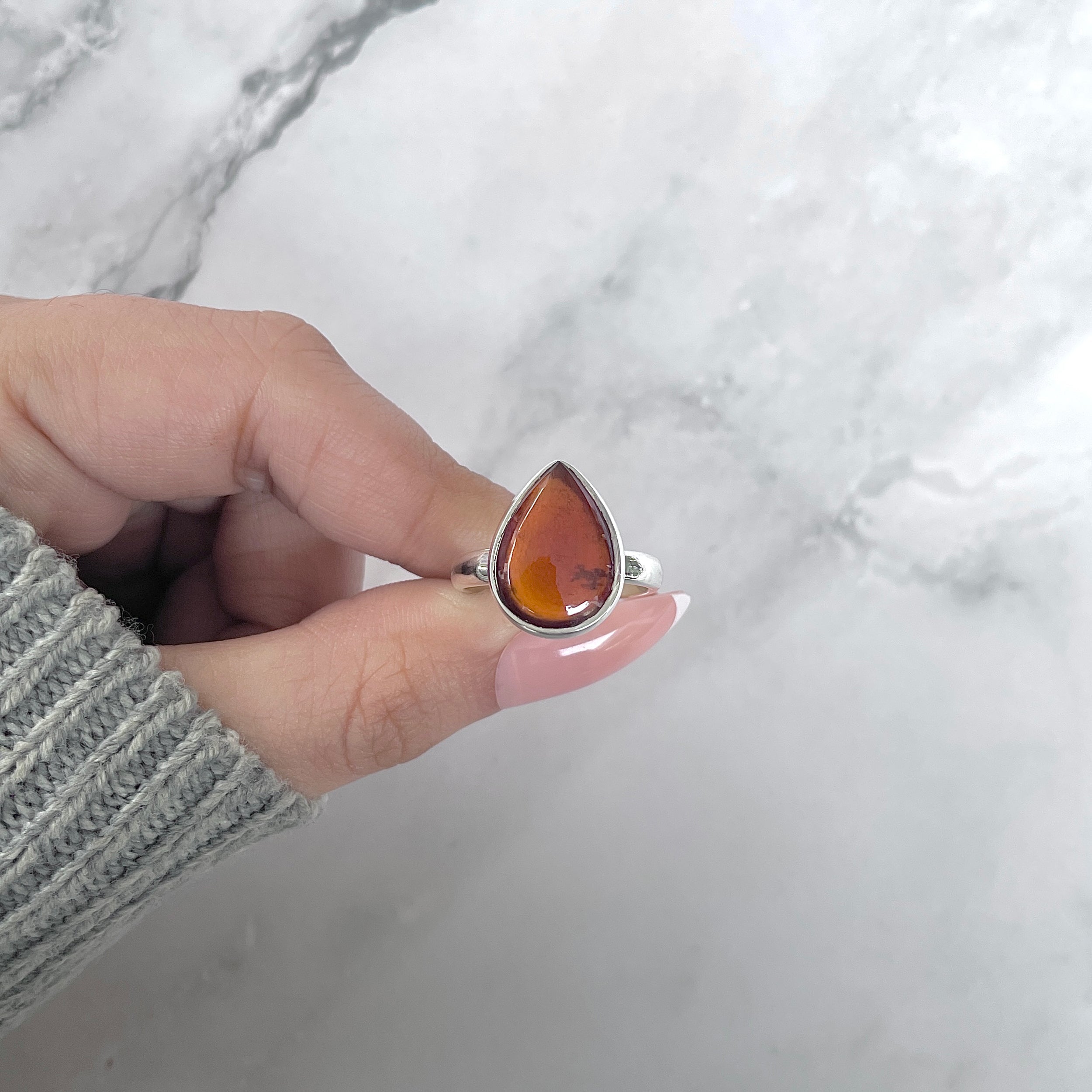 Hessonite Garnet Adjustable Ring-(HSG-R-35.)