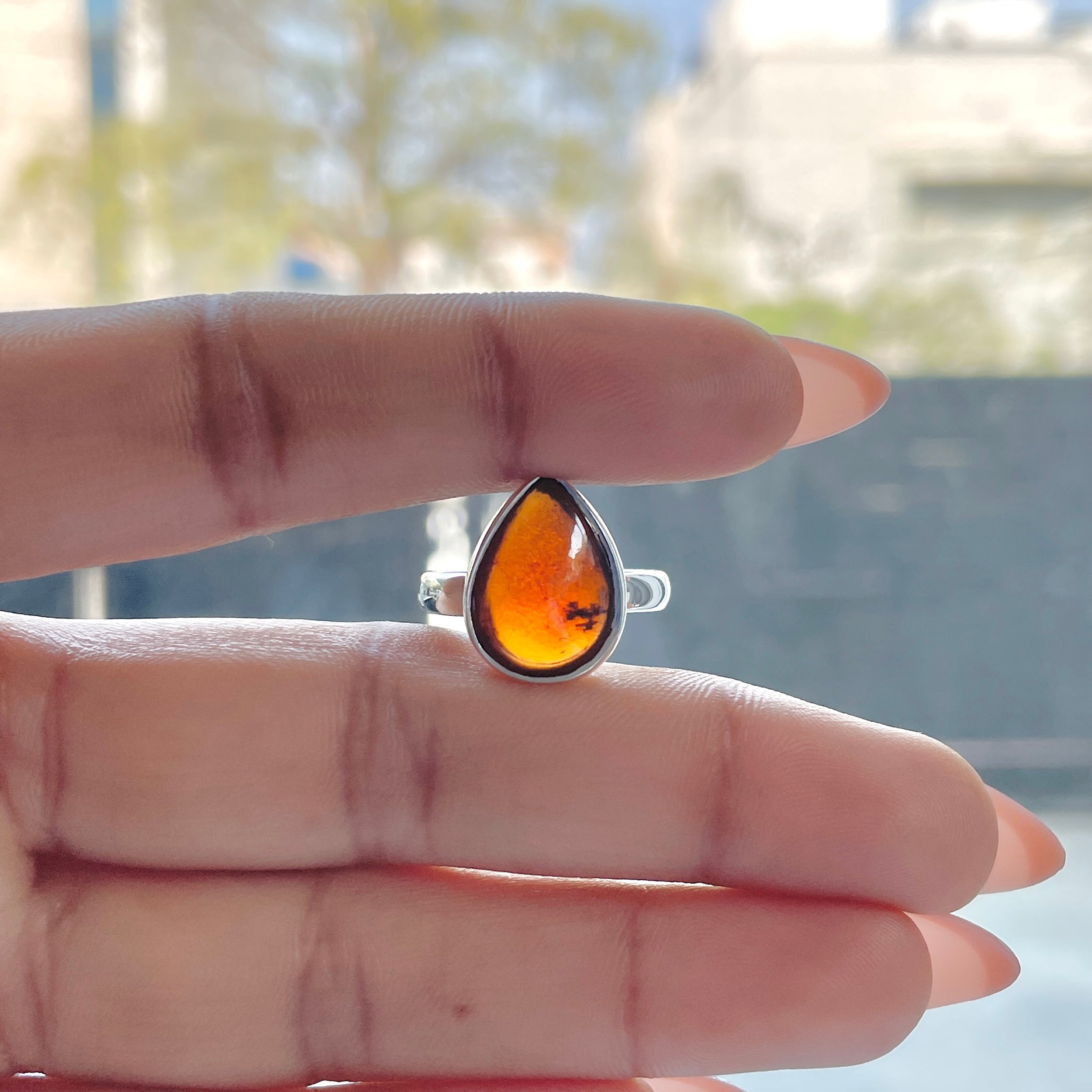 Hessonite Garnet Adjustable Ring-(HSG-R-35.)