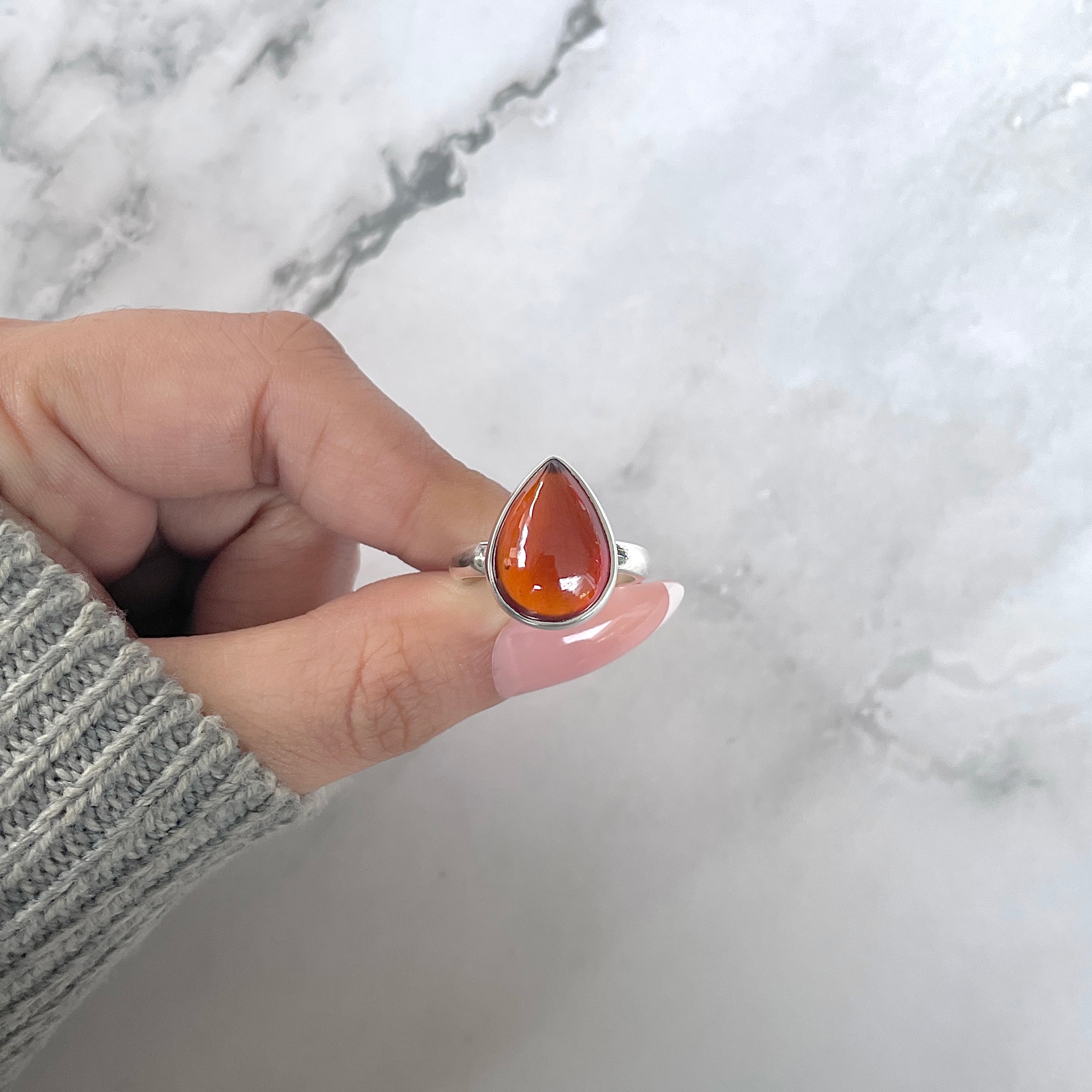 Hessonite Garnet Adjustable Ring-(HSG-R-36.)