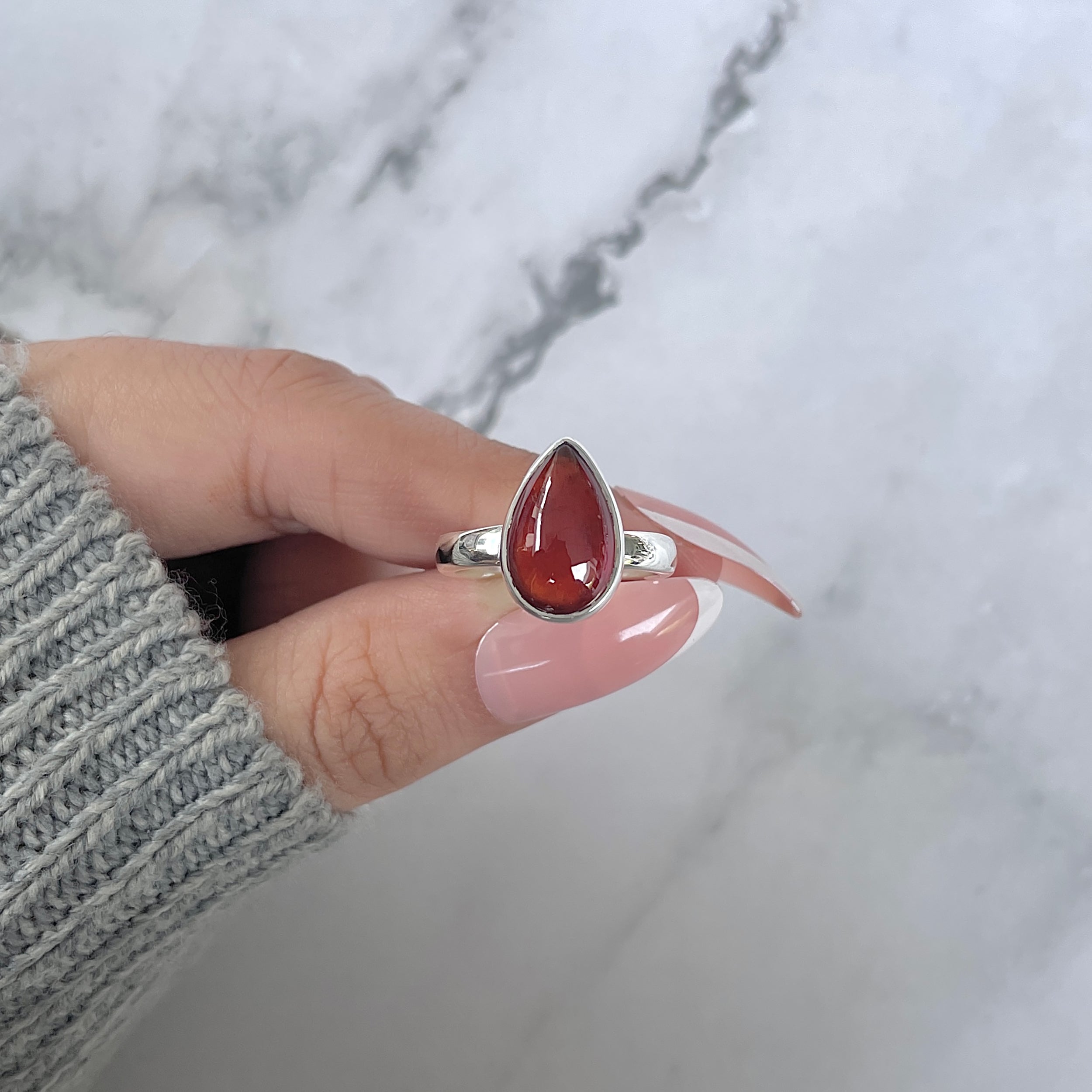 Hessonite Garnet Adjustable Ring-(HSG-R-5.)