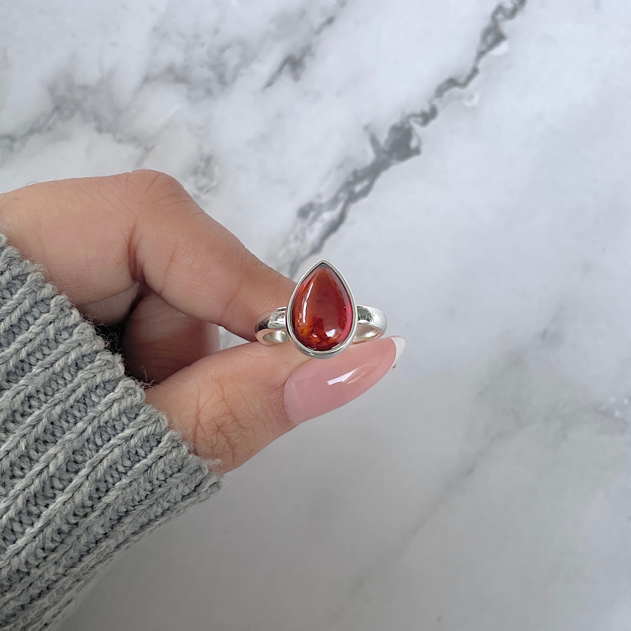 Hessonite Garnet Adjustable Ring-(HSG-R-6.)