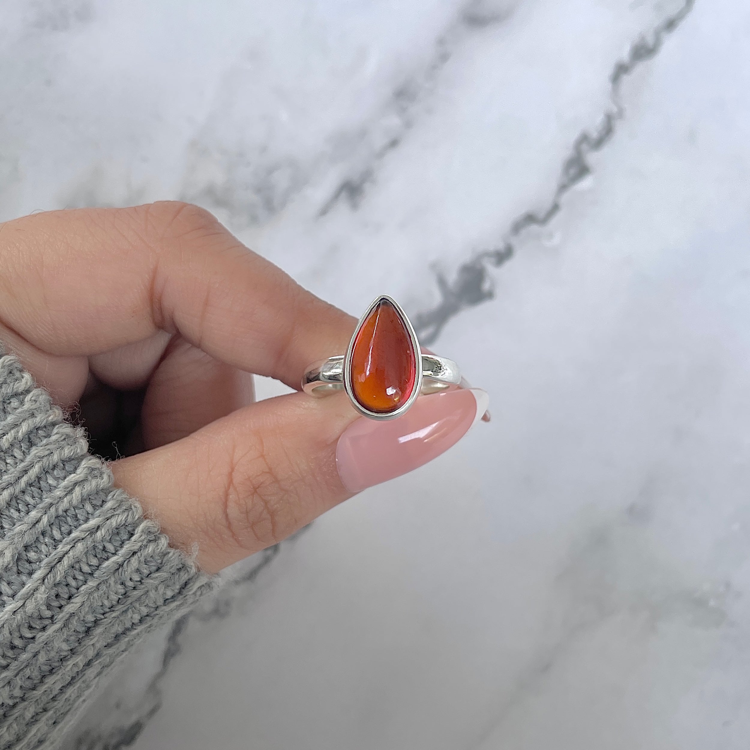 Hessonite Garnet Adjustable Ring-(HSG-R-7.)