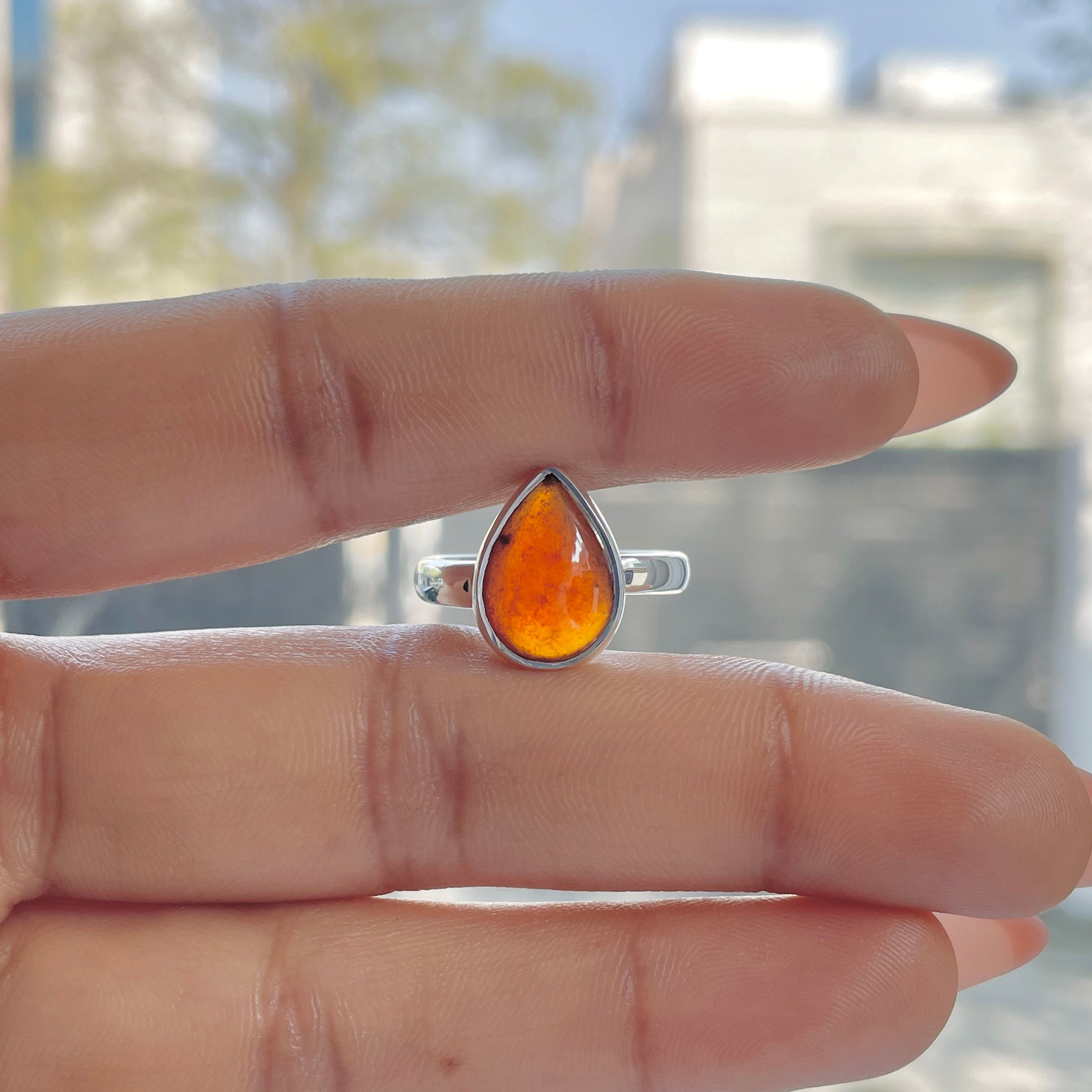 Hessonite Garnet Adjustable Ring-(HSG-R-8.)