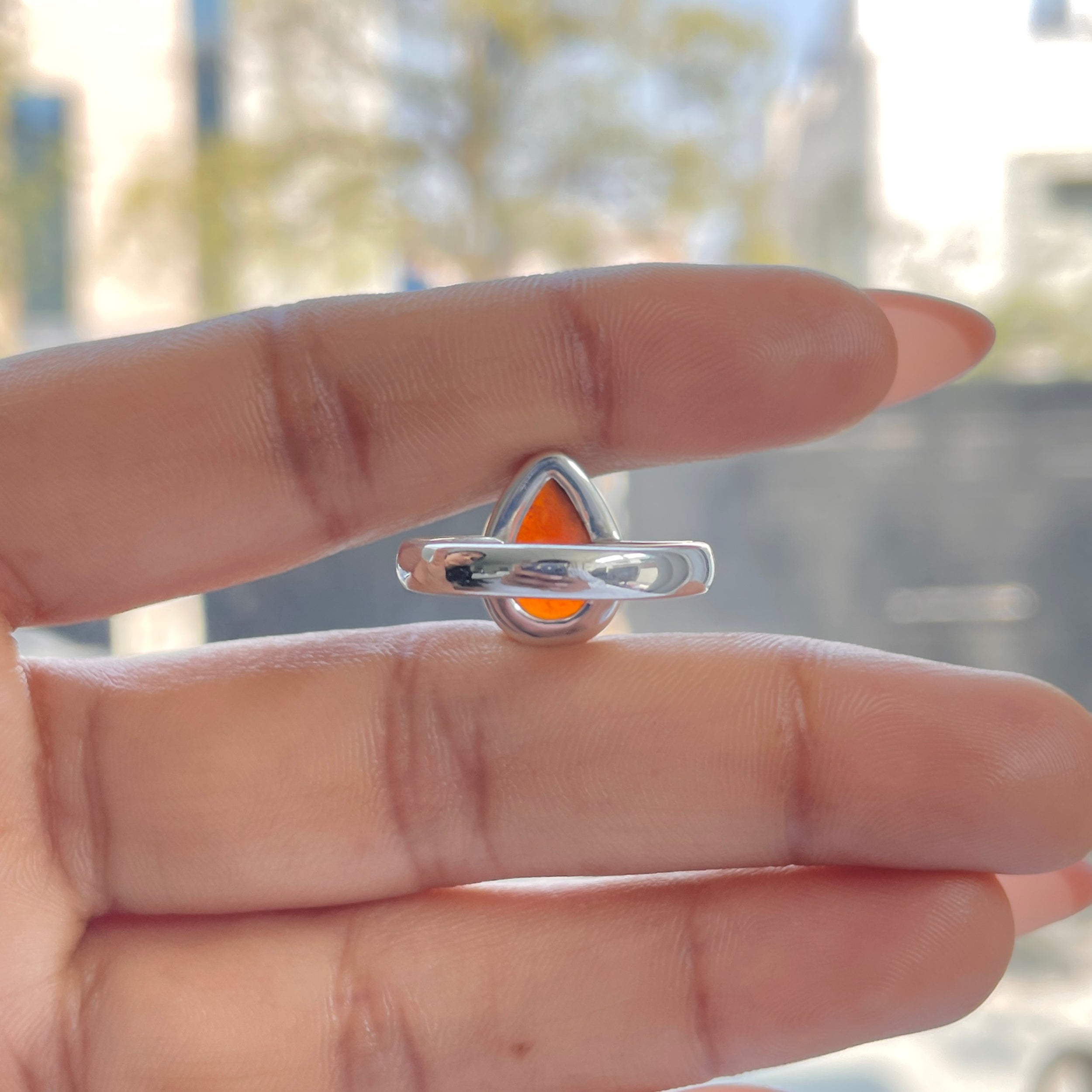 Hessonite Garnet Adjustable Ring-(HSG-R-8.)