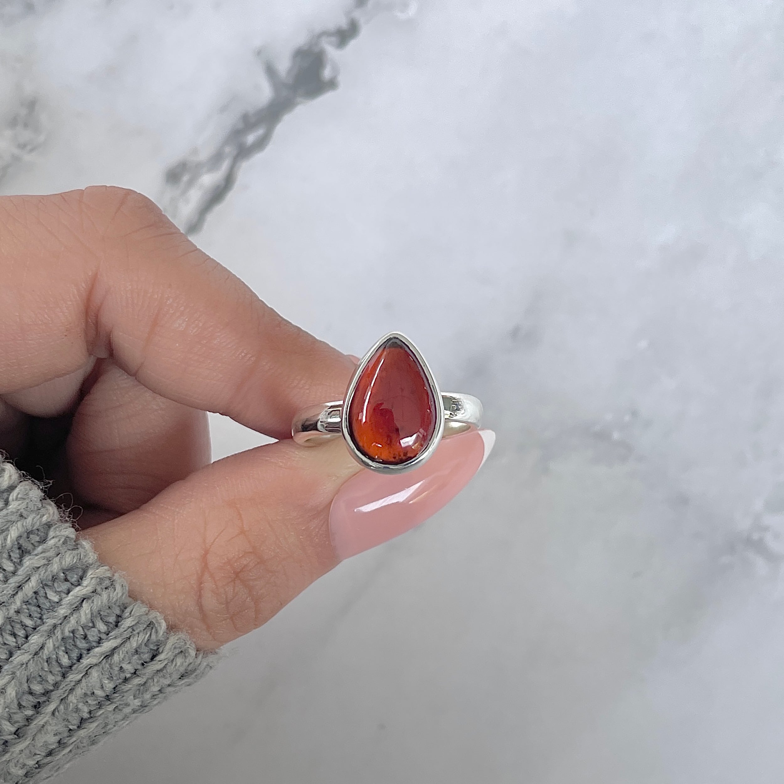 Hessonite Garnet Adjustable Ring-(HSG-R-9.)