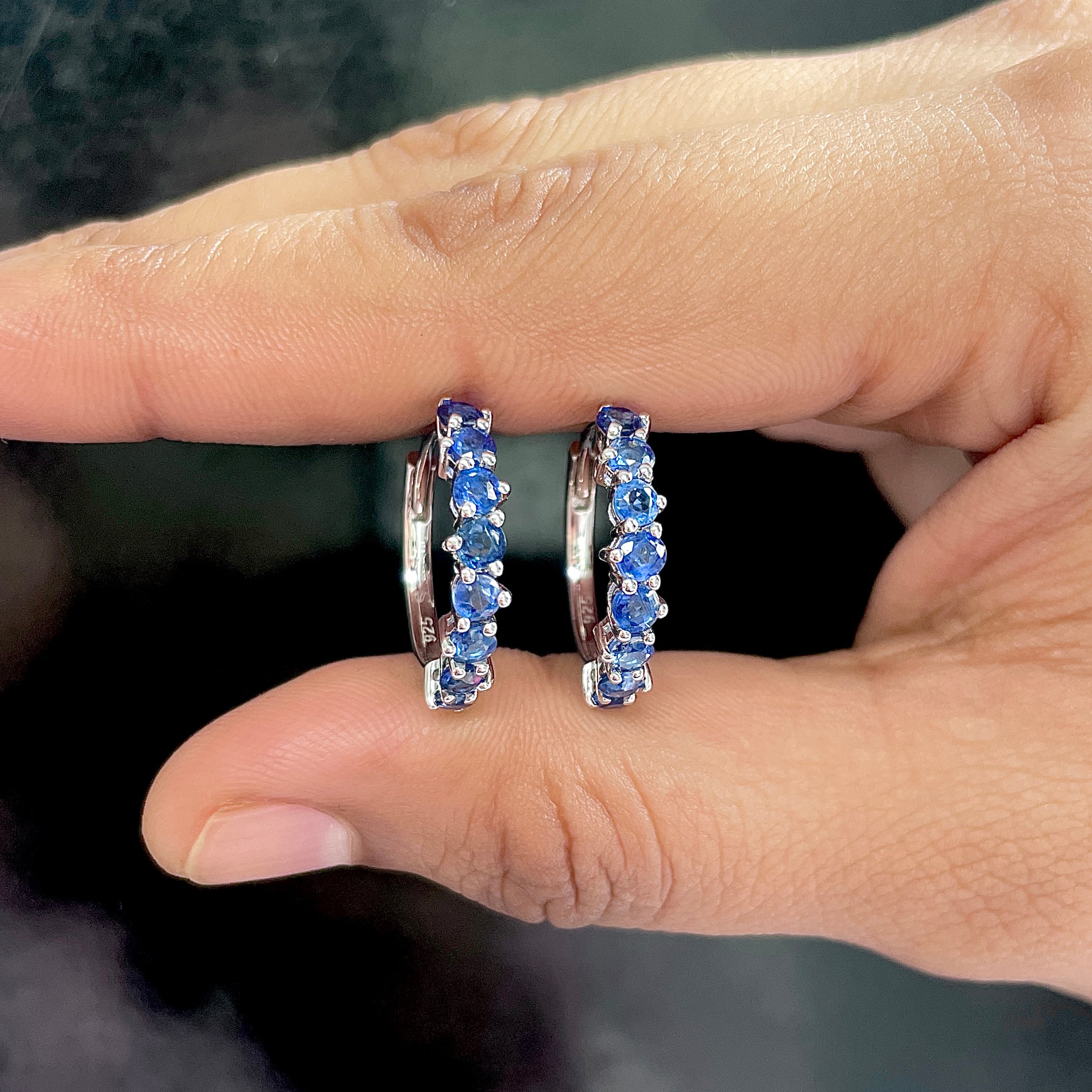 Kyanite Hoop Earrings-(KYN-SE-1276.)