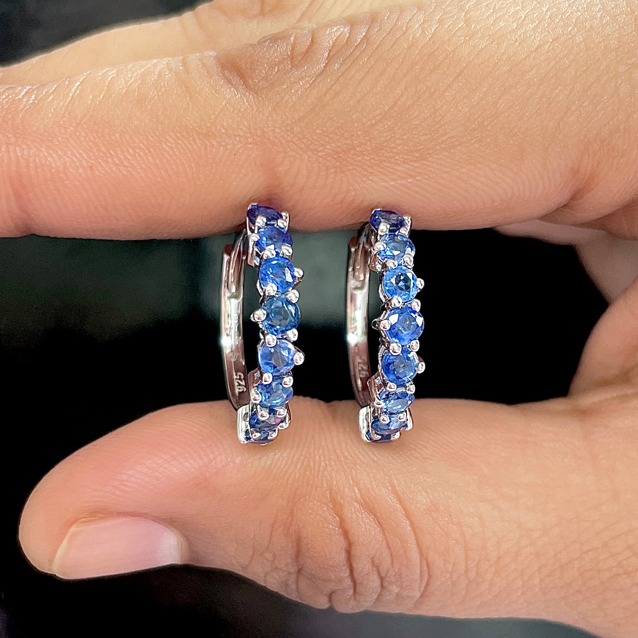 Kyanite Hoop Earrings-(KYN-SE-1276.)