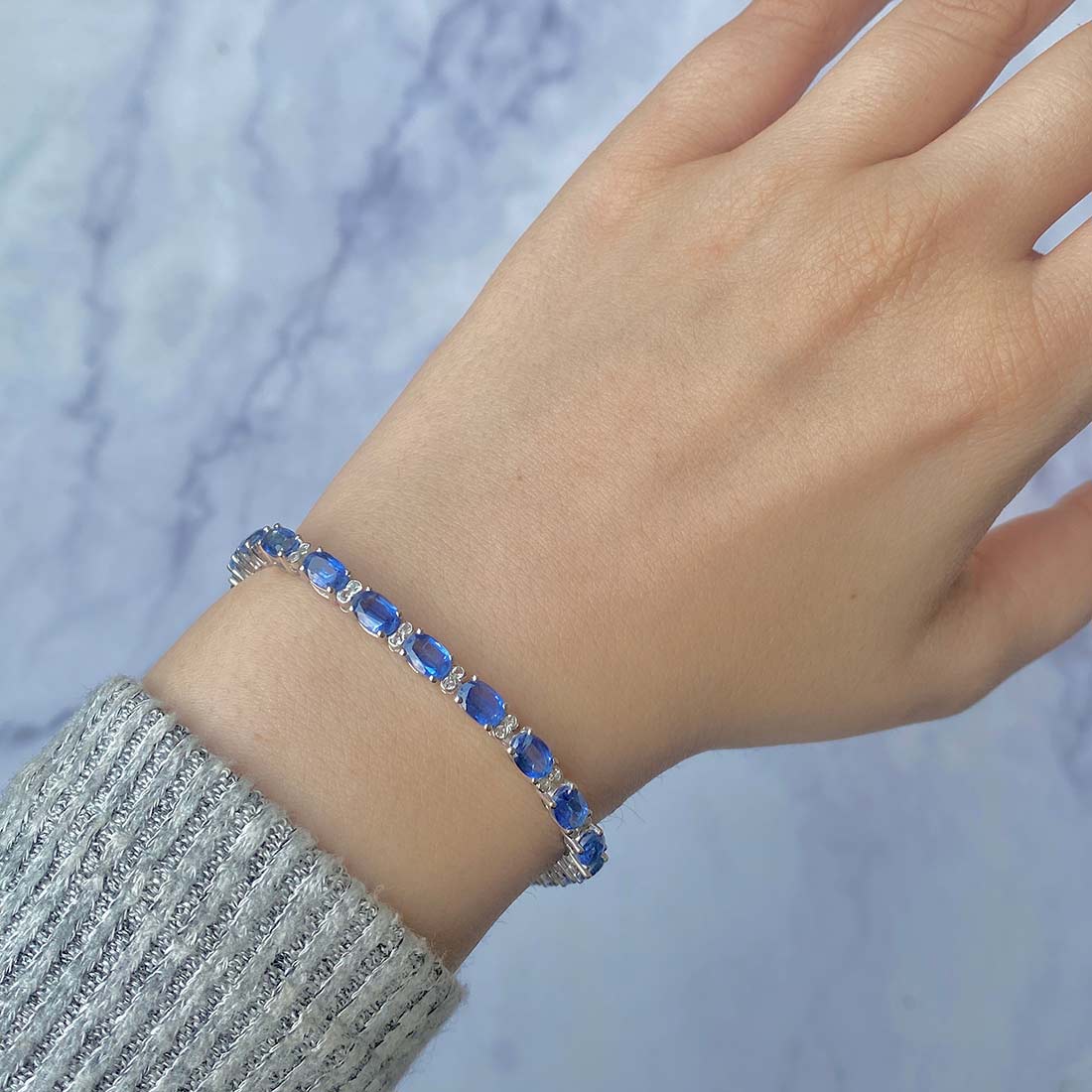 Kyanite & White Topaz Bracelet-(KYN-SB-109.)