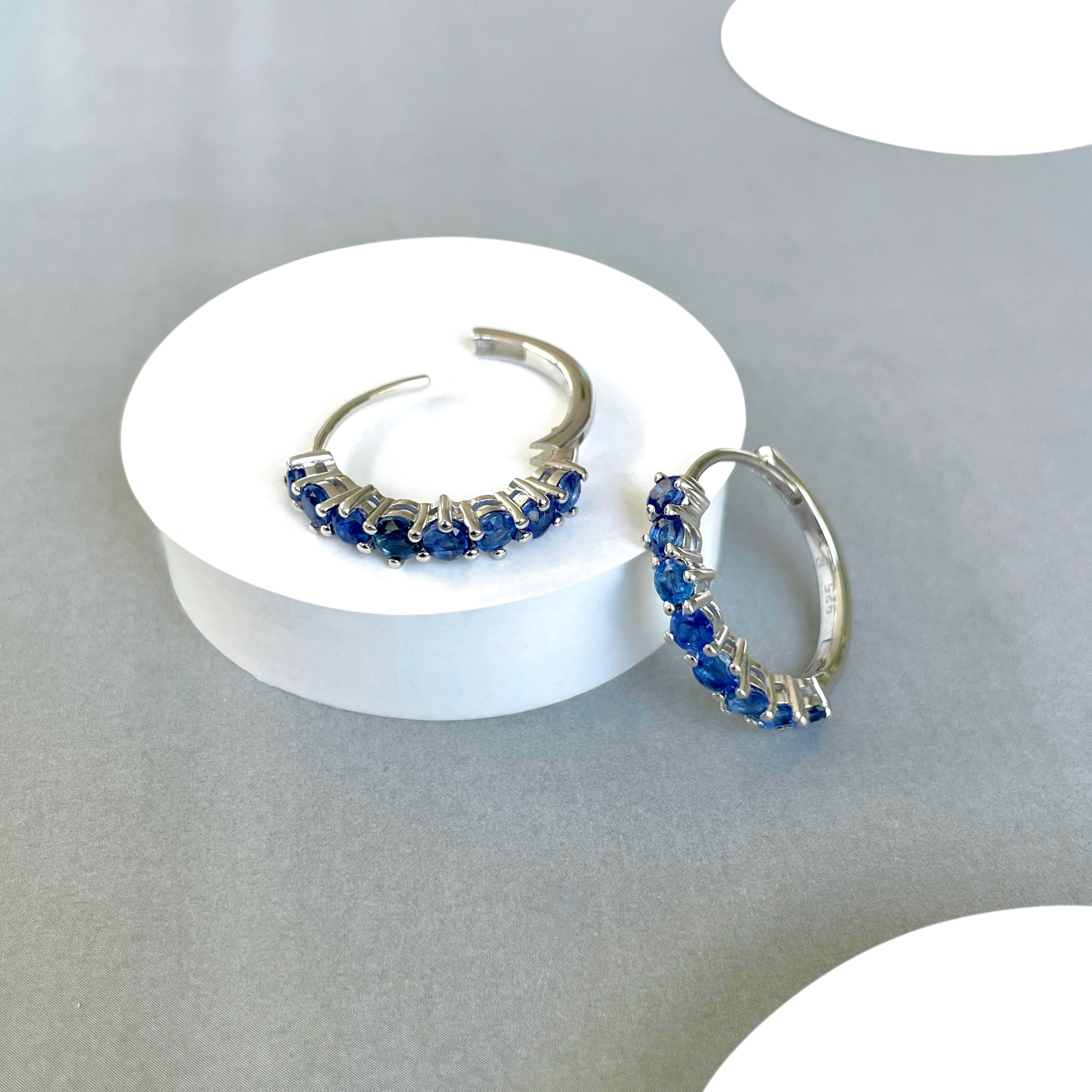 Kyanite Hoop Earrings-(KYN-SE-1276.)