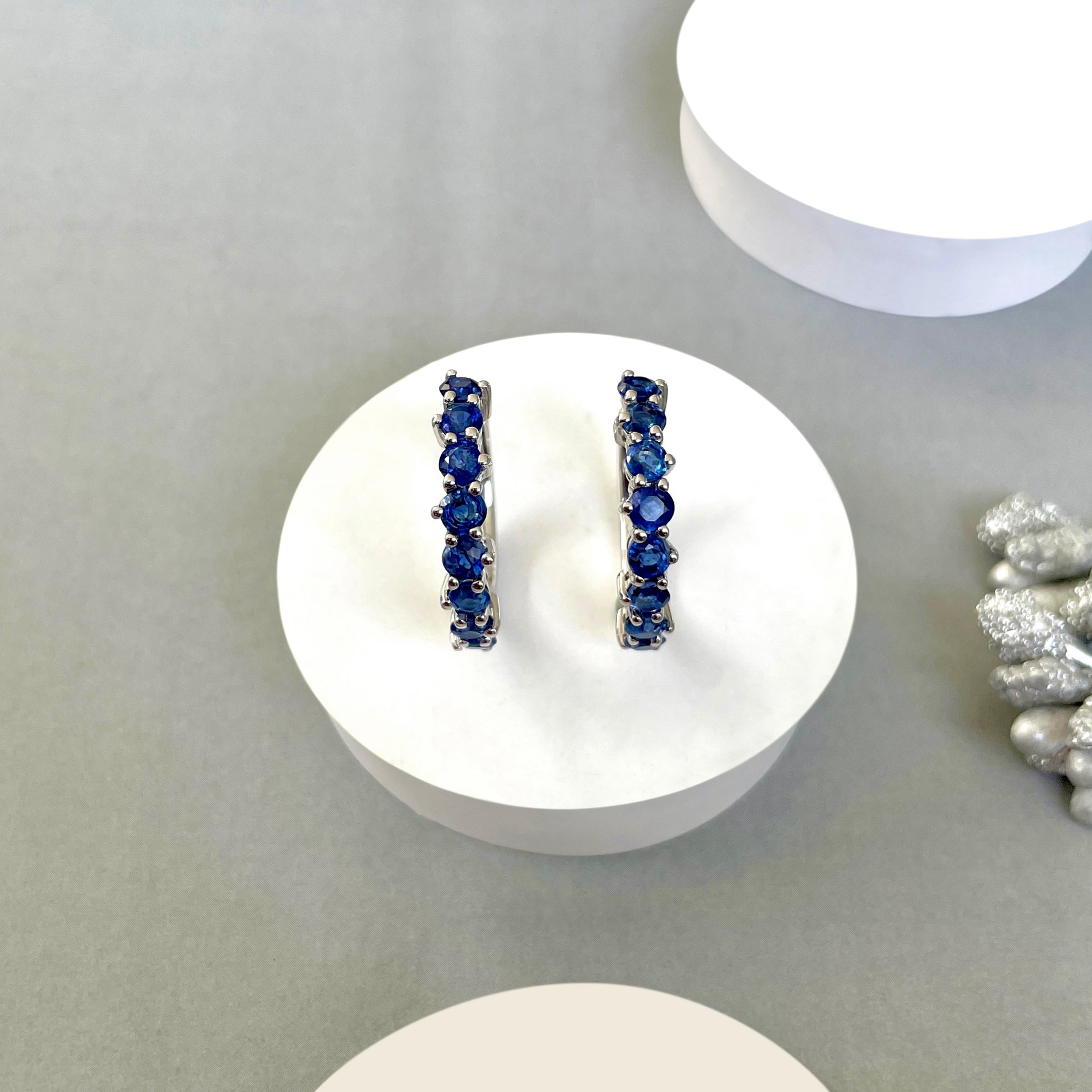 Kyanite Hoop Earrings-(KYN-SE-1276.)