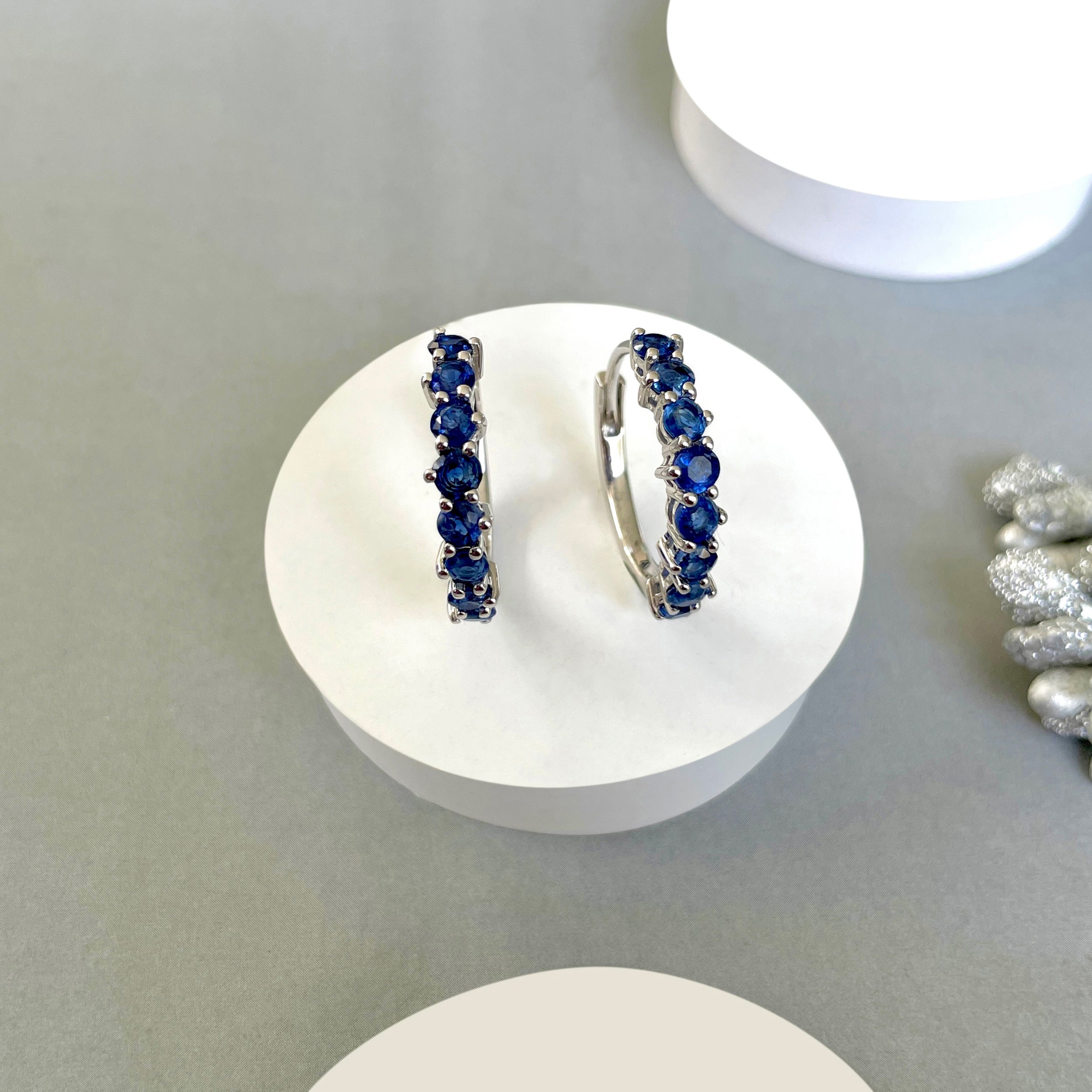 Kyanite Hoop Earrings-(KYN-SE-1276.)