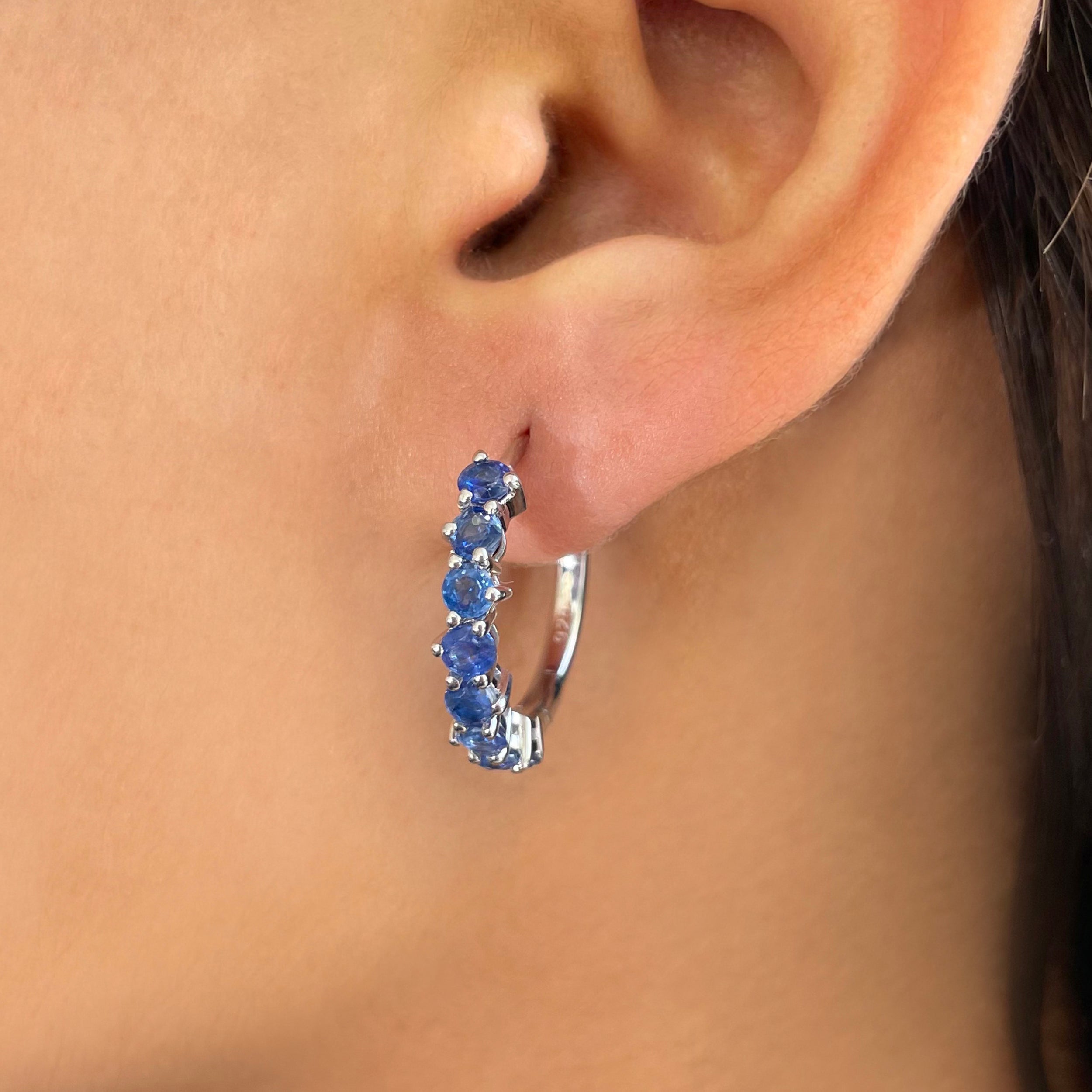 Kyanite Hoop Earrings-(KYN-SE-1276.)