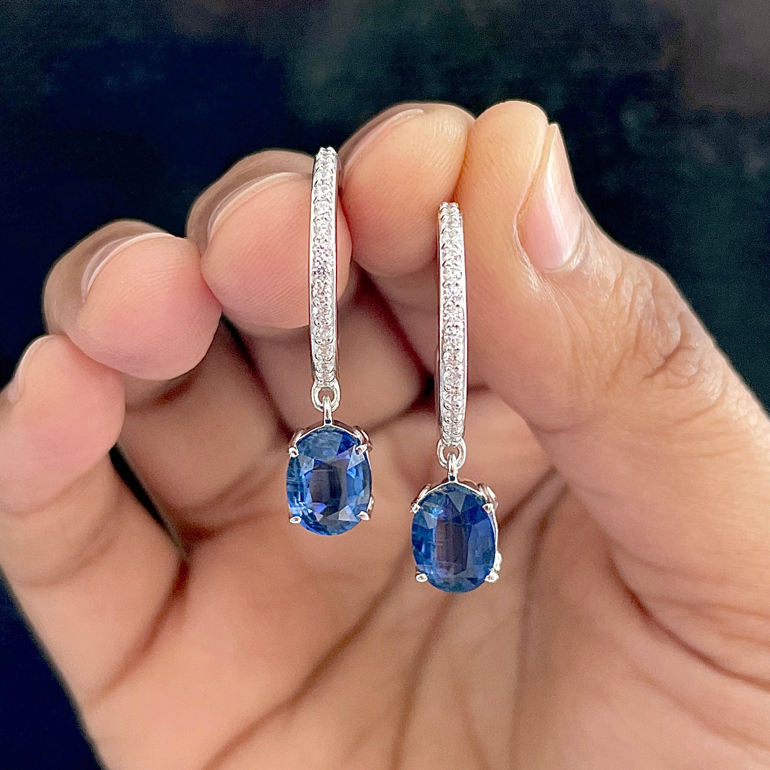 Kyanite Hoop Earring-(KYN-SE-1469.)