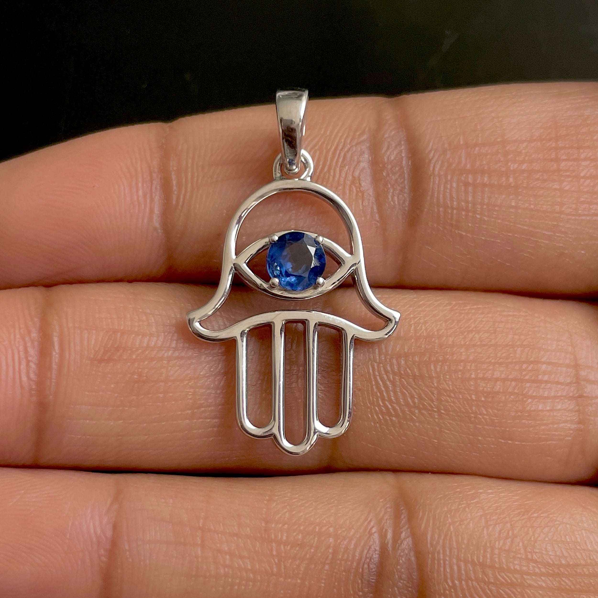 Kyanite Hamsa Hand Pendant-(KYN-SN-172-B.)