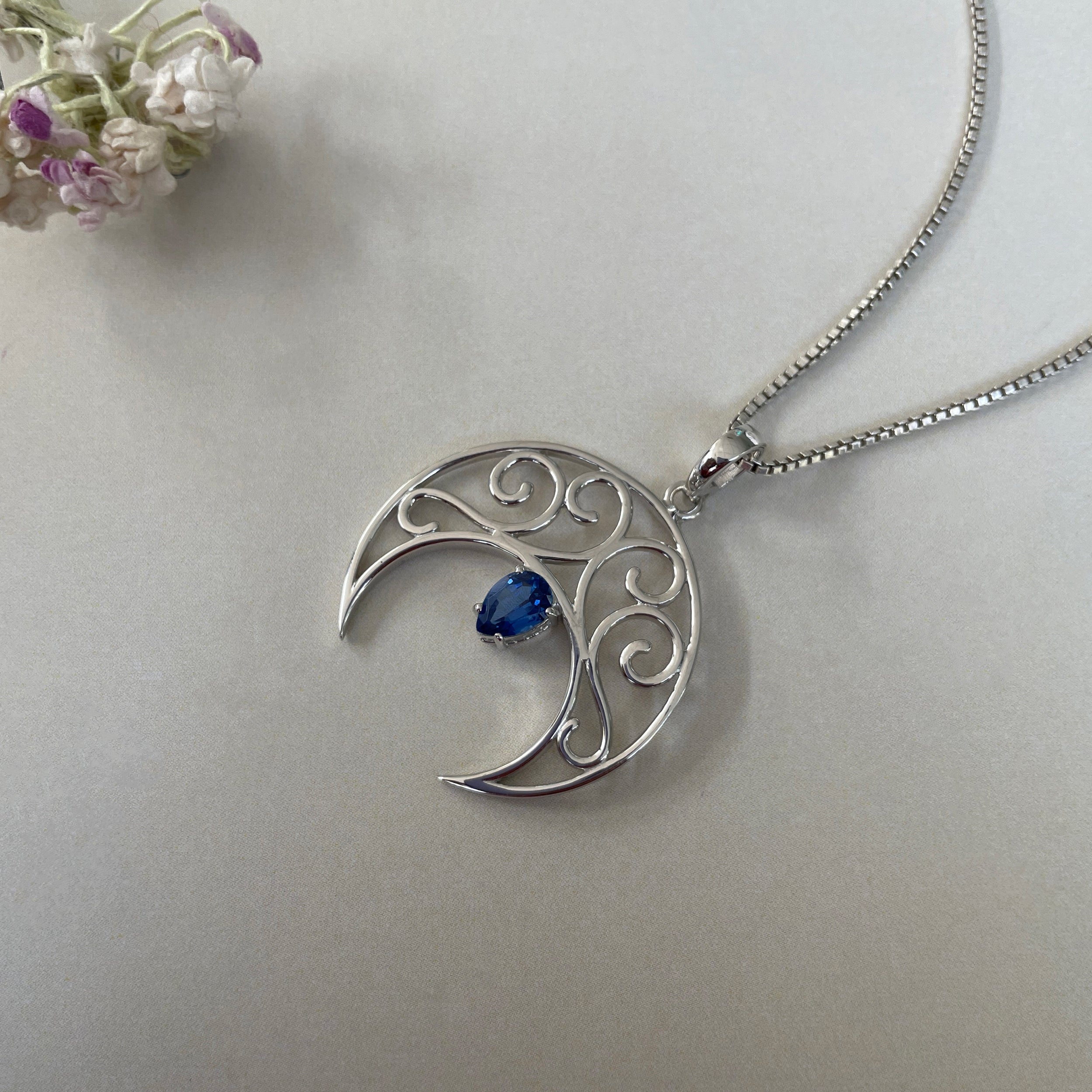 Kyanite Crescent Moon Pendant-(KYN-SN-181P.)