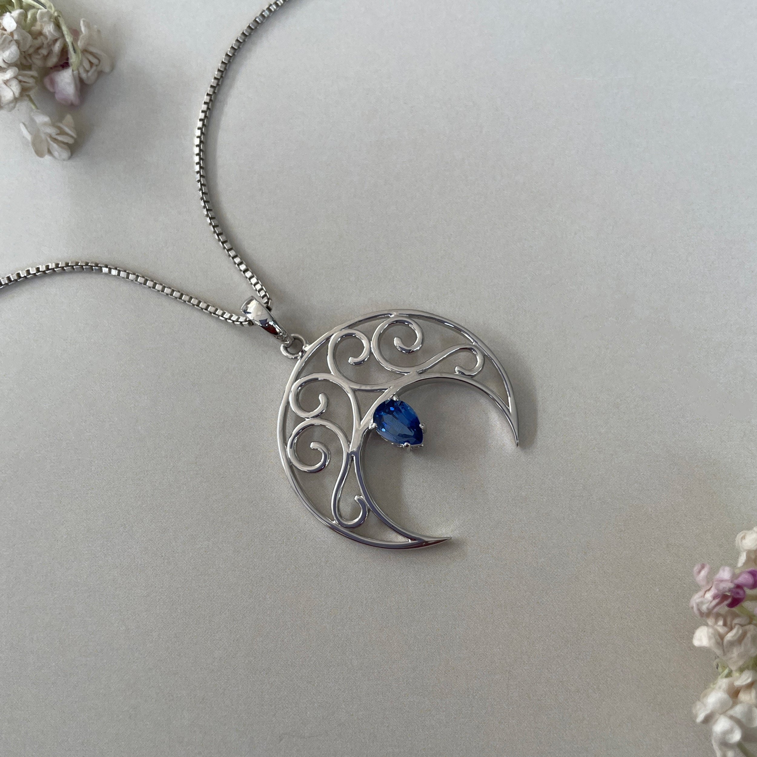 Kyanite Crescent Moon Pendant-(KYN-SN-181P.)