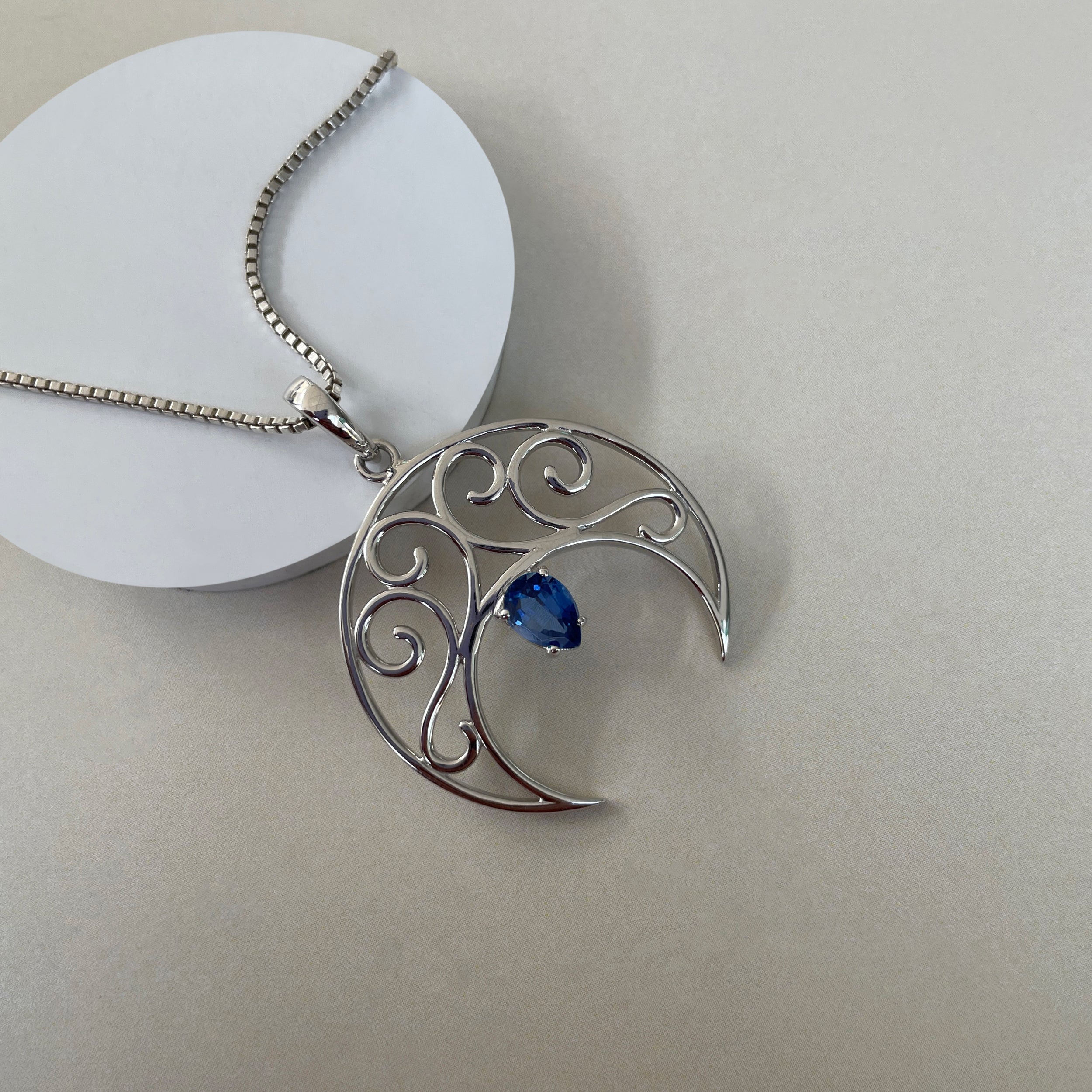 Kyanite Crescent Moon Pendant-(KYN-SN-181P.)