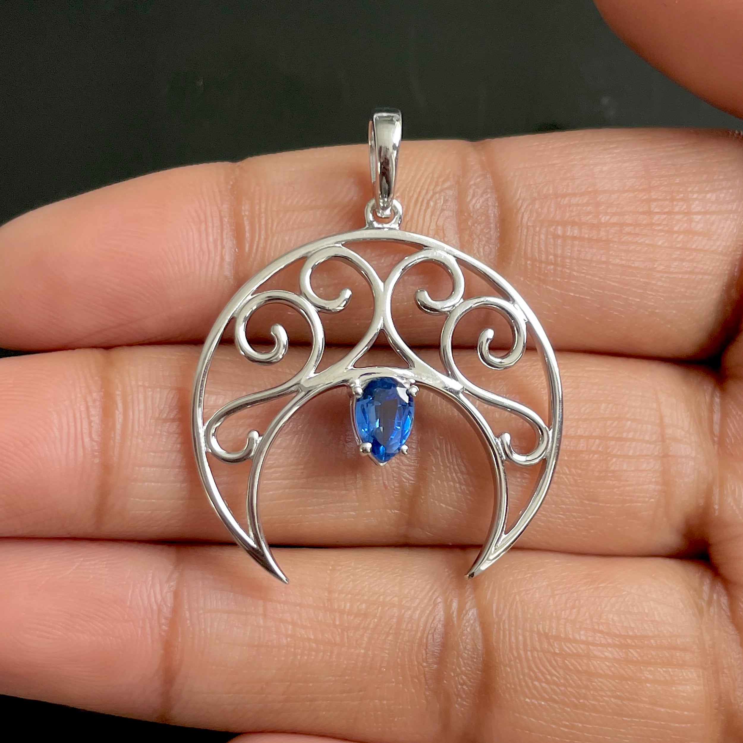 Kyanite Crescent Moon Pendant-(KYN-SN-181P.)