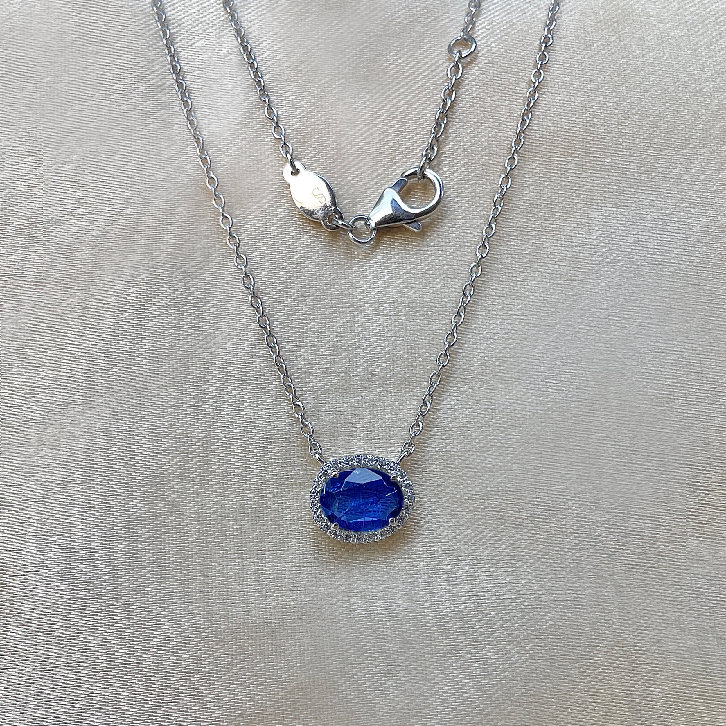 Kyanite & White Topaz Necklace-(KYN-RN-85.)