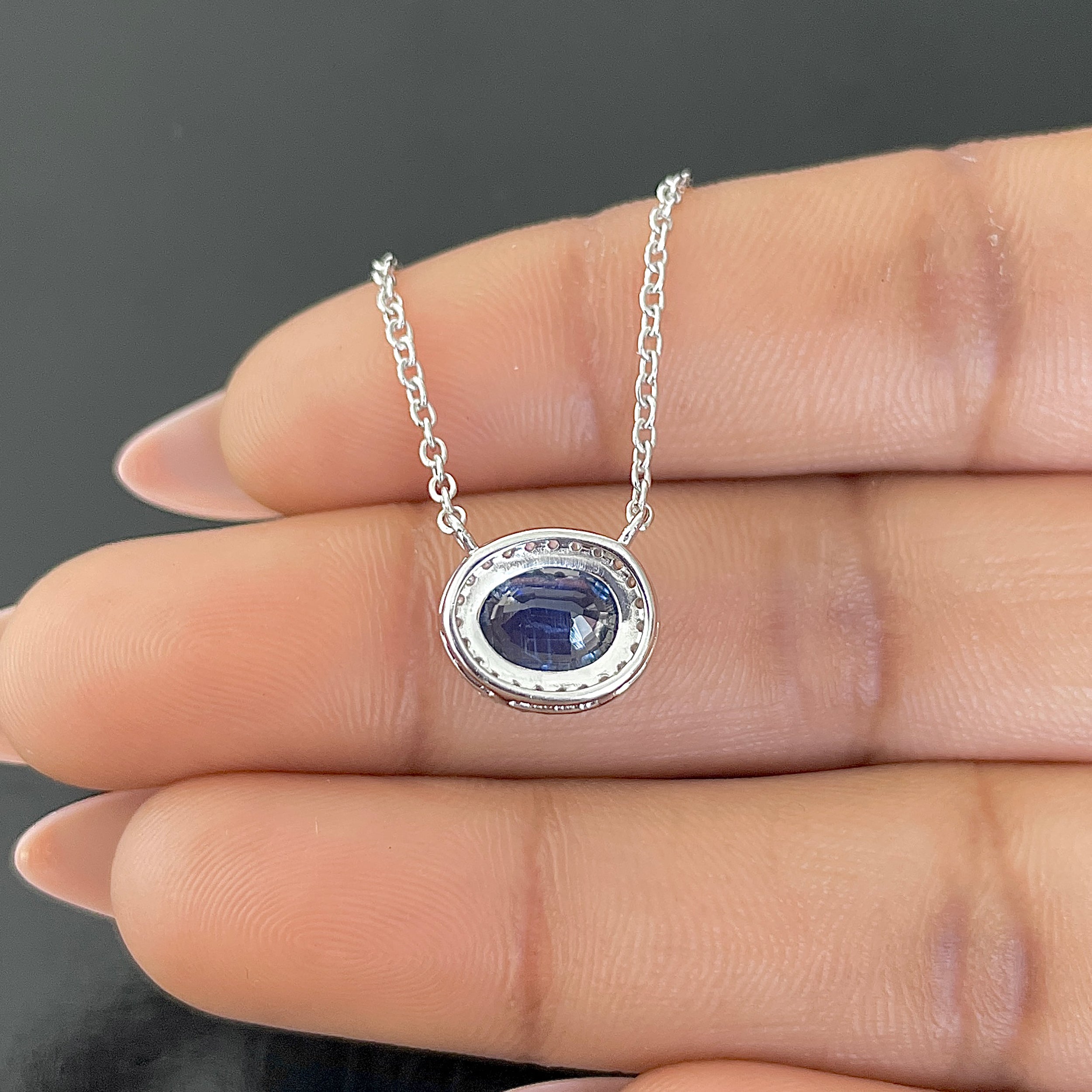 Kyanite & White Topaz Necklace-(KYN-RN-85.)