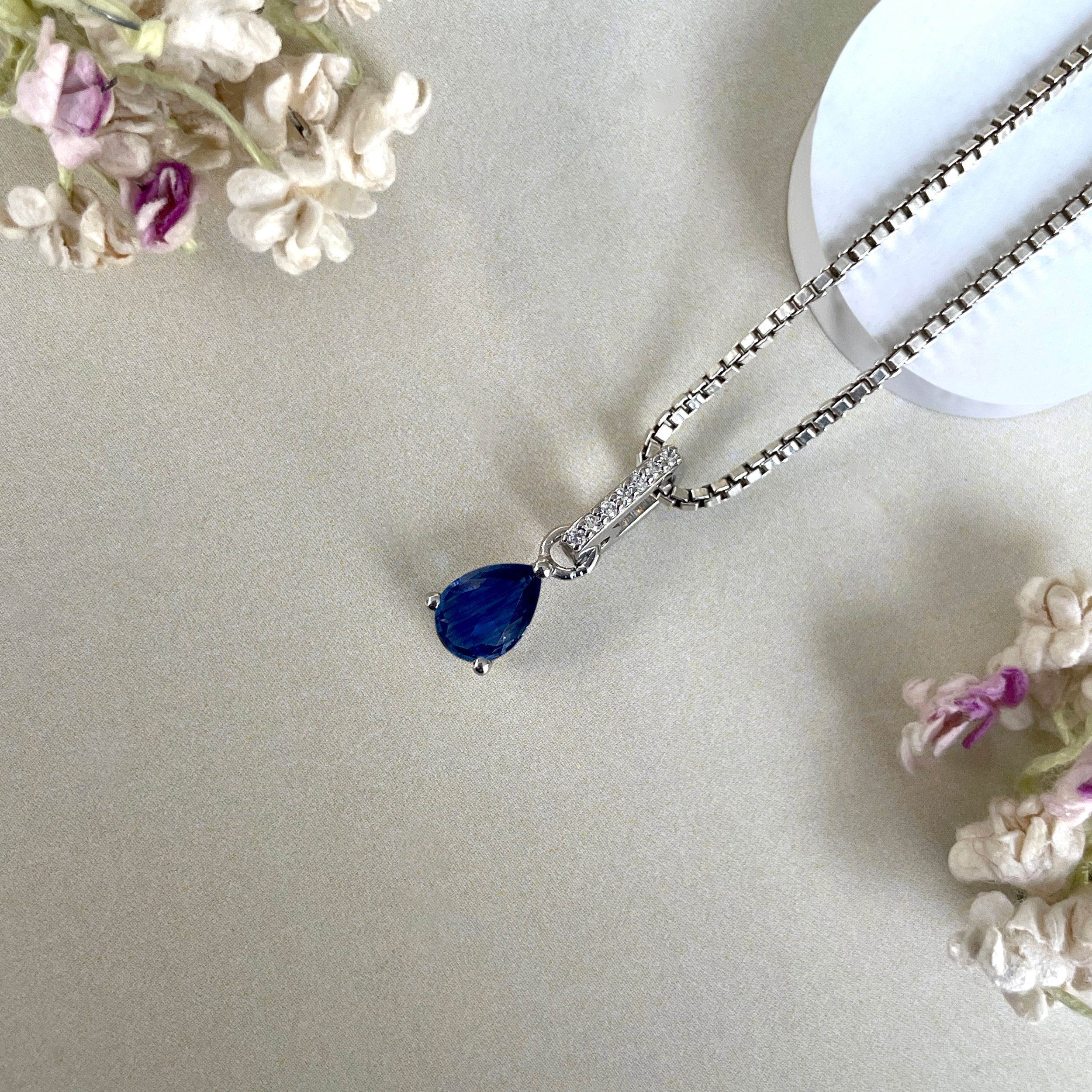 Kyanite & White Topaz Pendant-(KYN-SP-1165-B.)