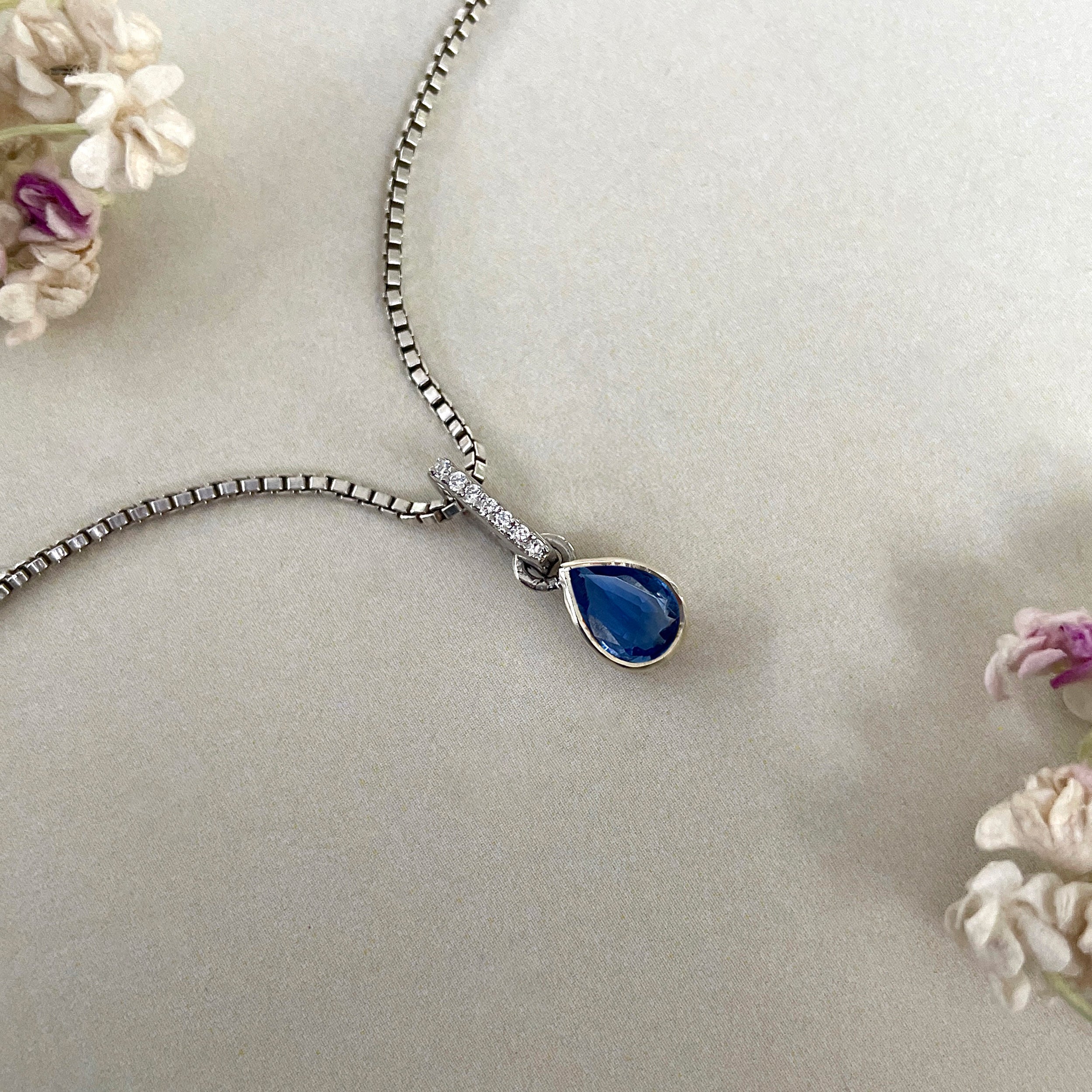 Kyanite & White Topaz Pendant-(KYN-SP-779-B.)