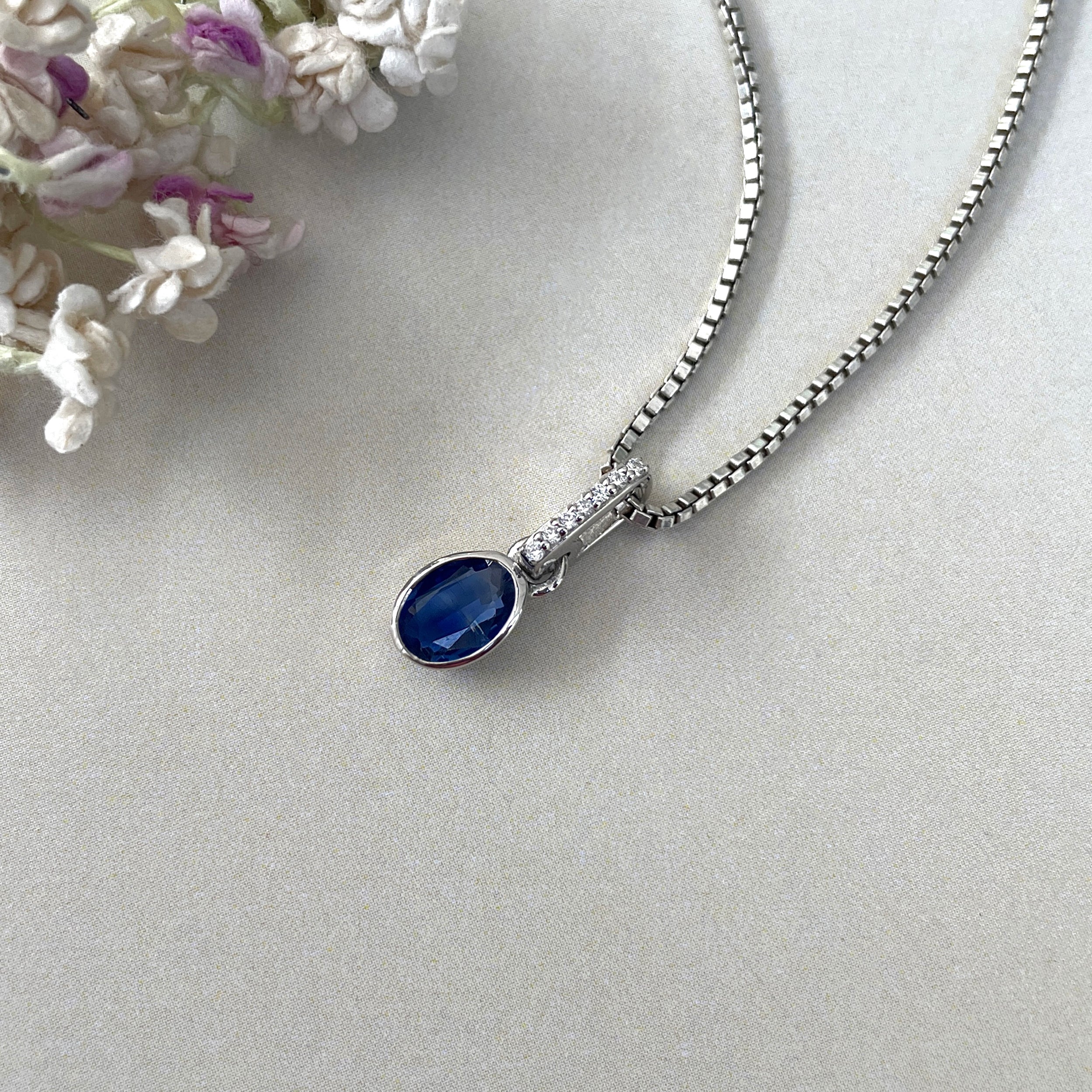 Kyanite & White Topaz Pendant-(KYN-SP-780-B.)