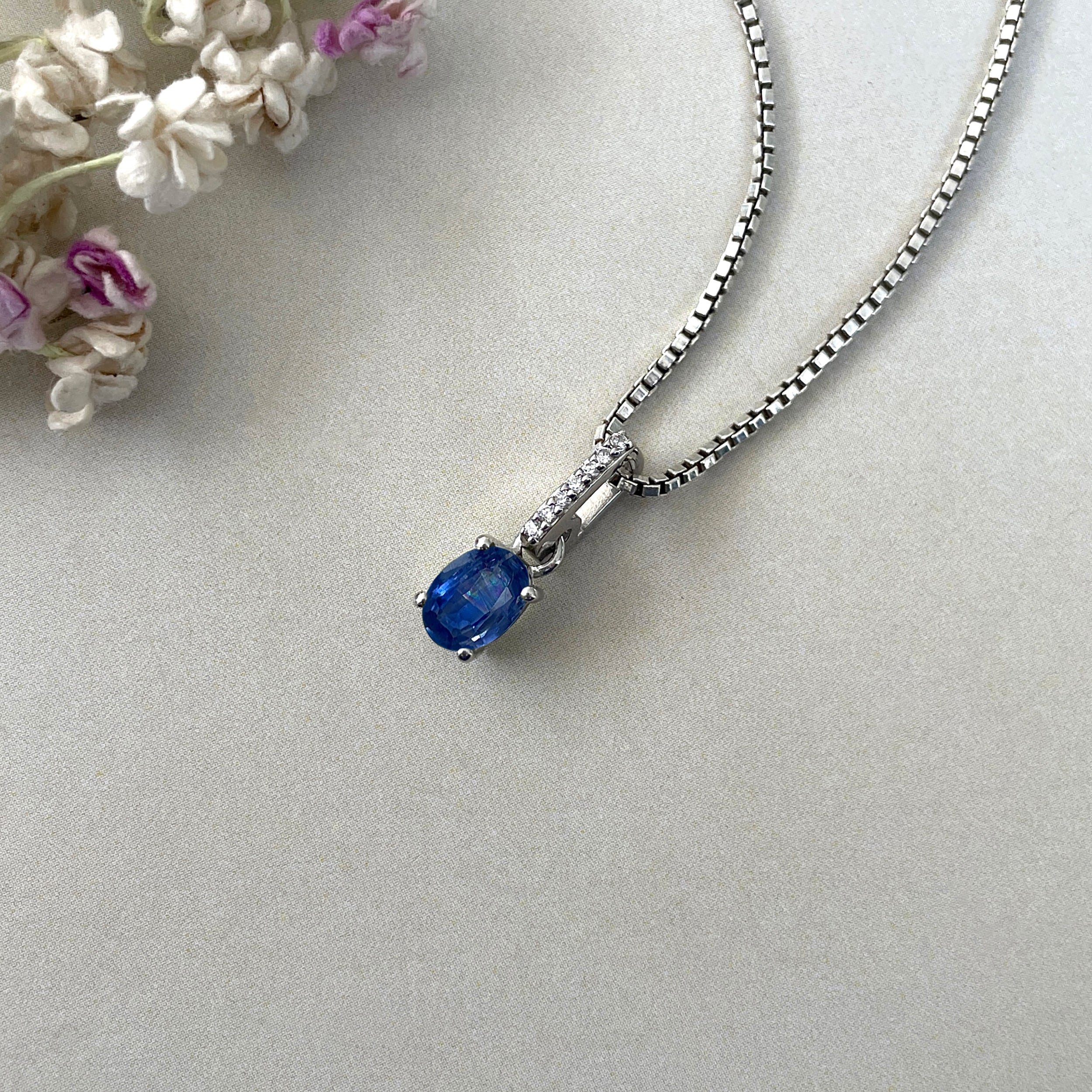Kyanite & White Topaz Pendant-(KYN-SP-915-B.)