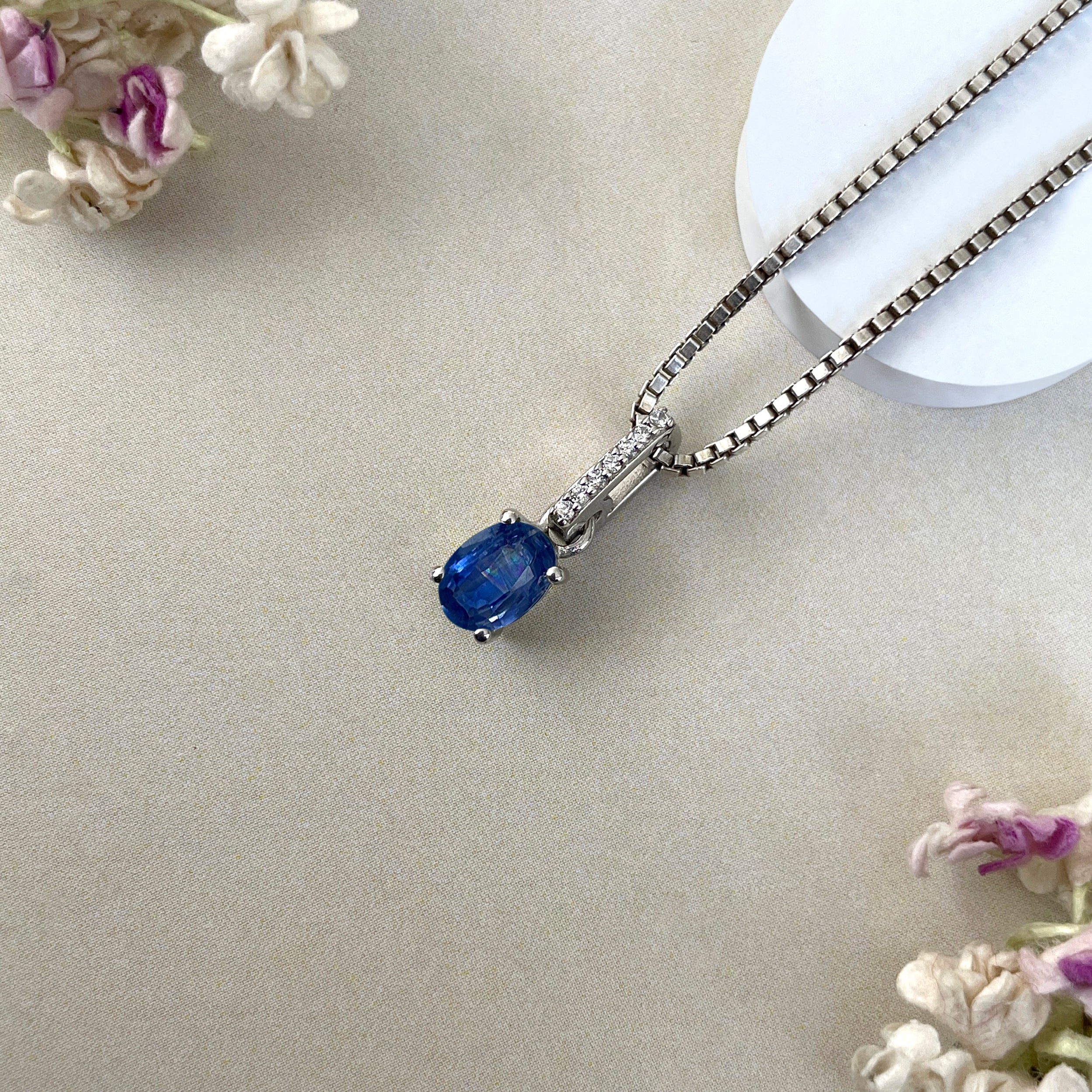 Kyanite & White Topaz Pendant-(KYN-SP-915-B.)