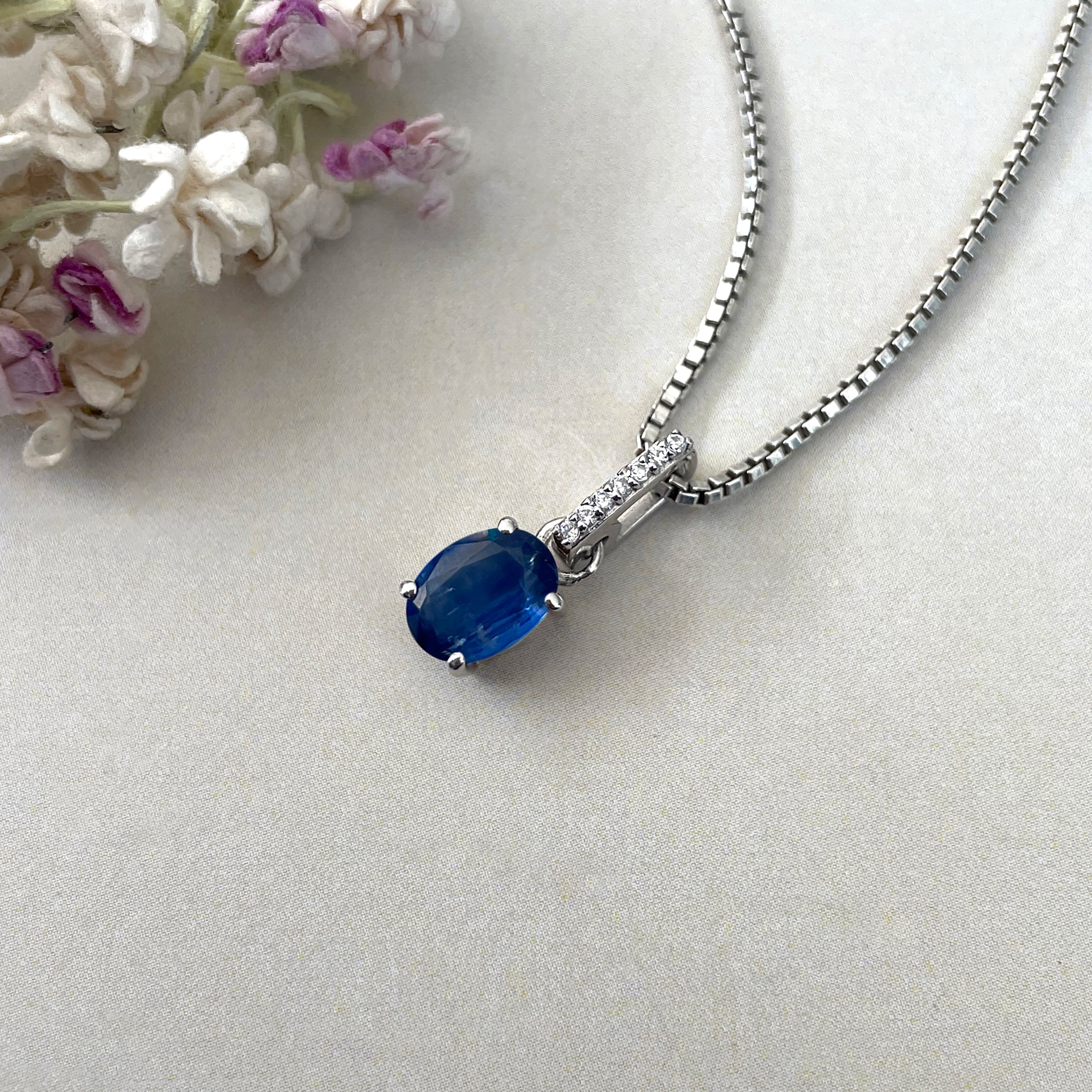 Kyanite & White Topaz Pendant-(KYN-SP-920-B.)