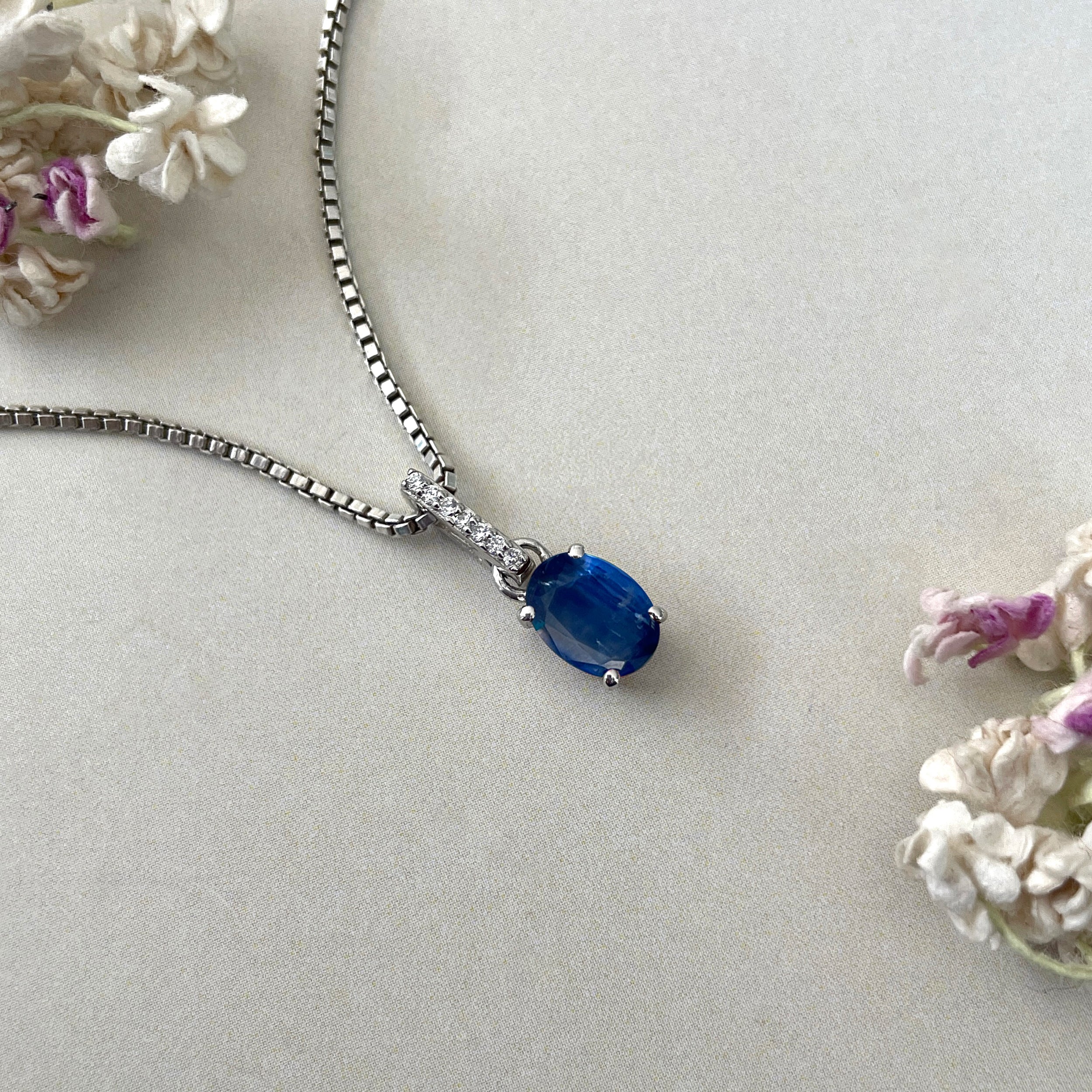 Kyanite & White Topaz Pendant-(KYN-SP-920-B.)