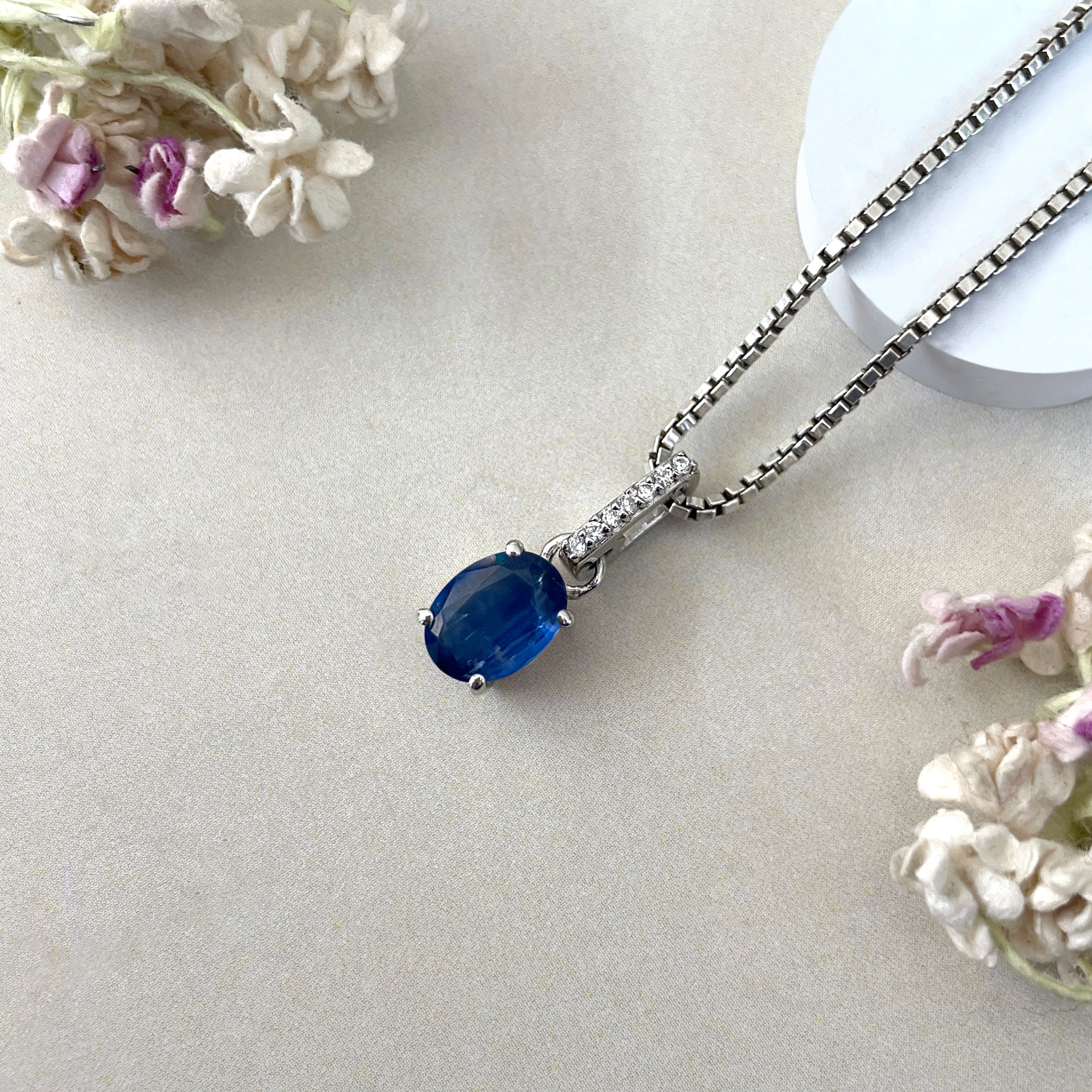 Kyanite & White Topaz Pendant-(KYN-SP-920-B.)