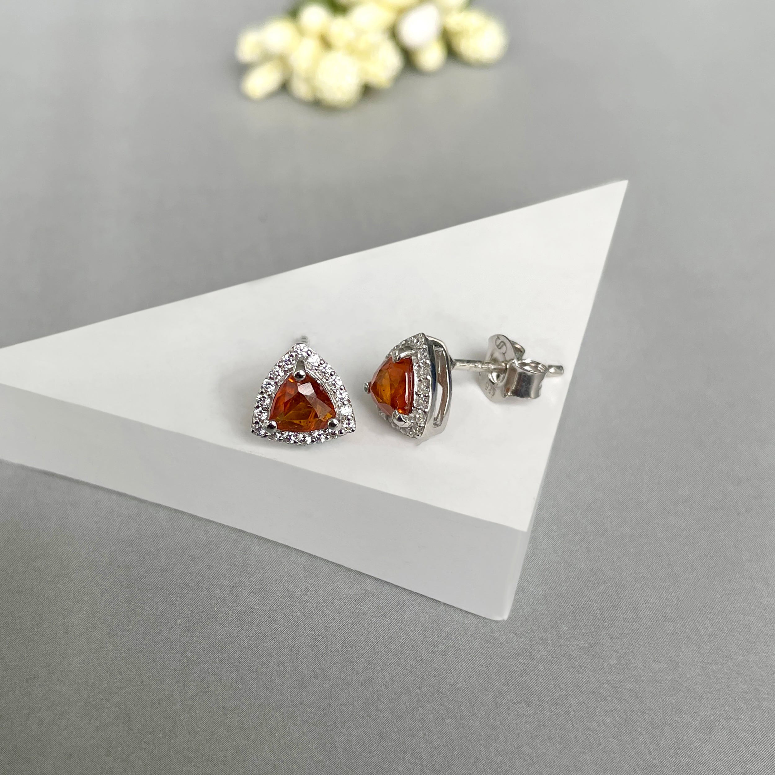 Orange Kyanite Stud Earring-(KYN-SE-1269-O.)