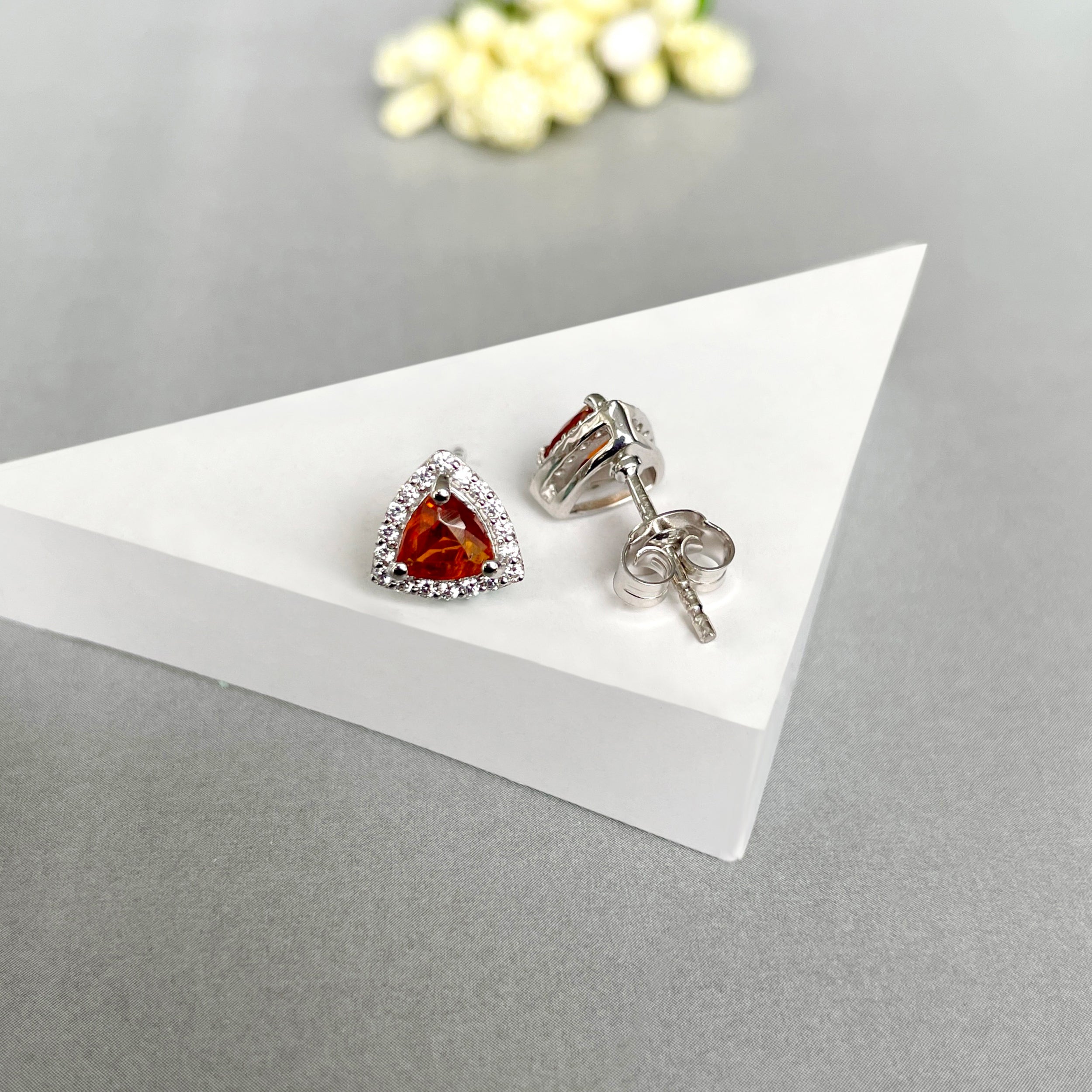 Orange Kyanite Stud Earring-(KYN-SE-1269-O.)