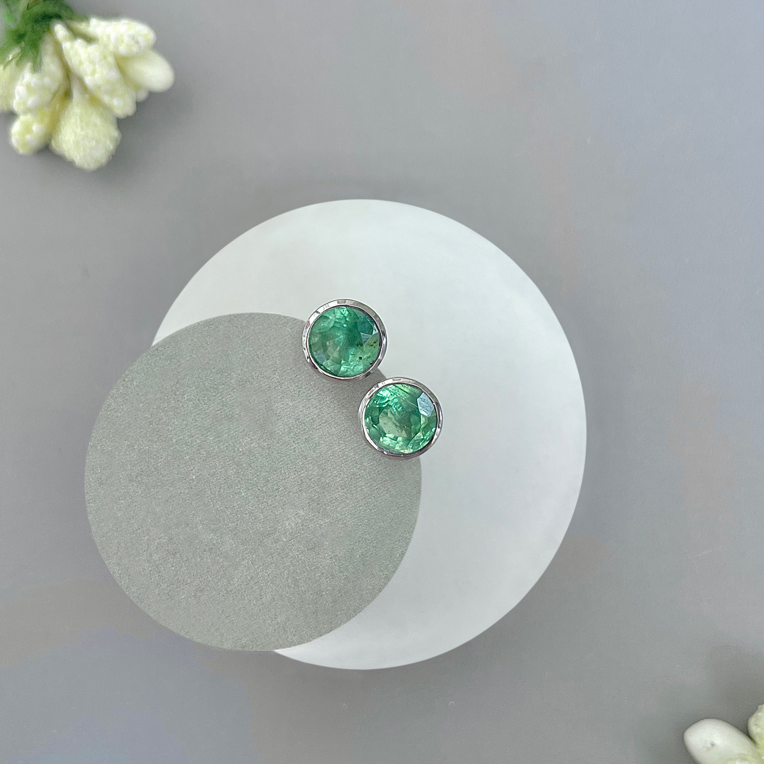 Green Kyanite Stud Earring-(KYN-SE-1426-G.)