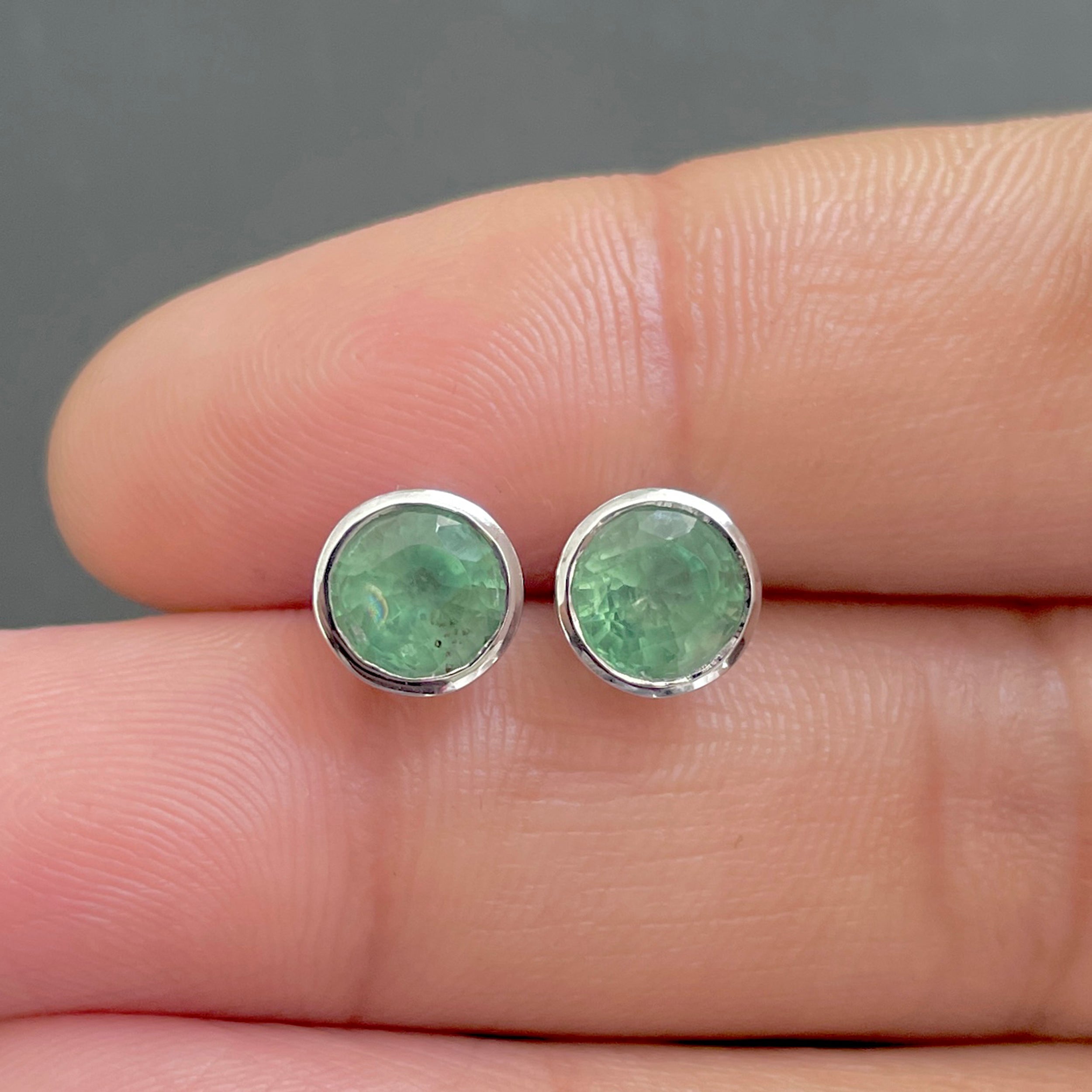 Green Kyanite Stud Earrings-(GKY-SE-1426.)