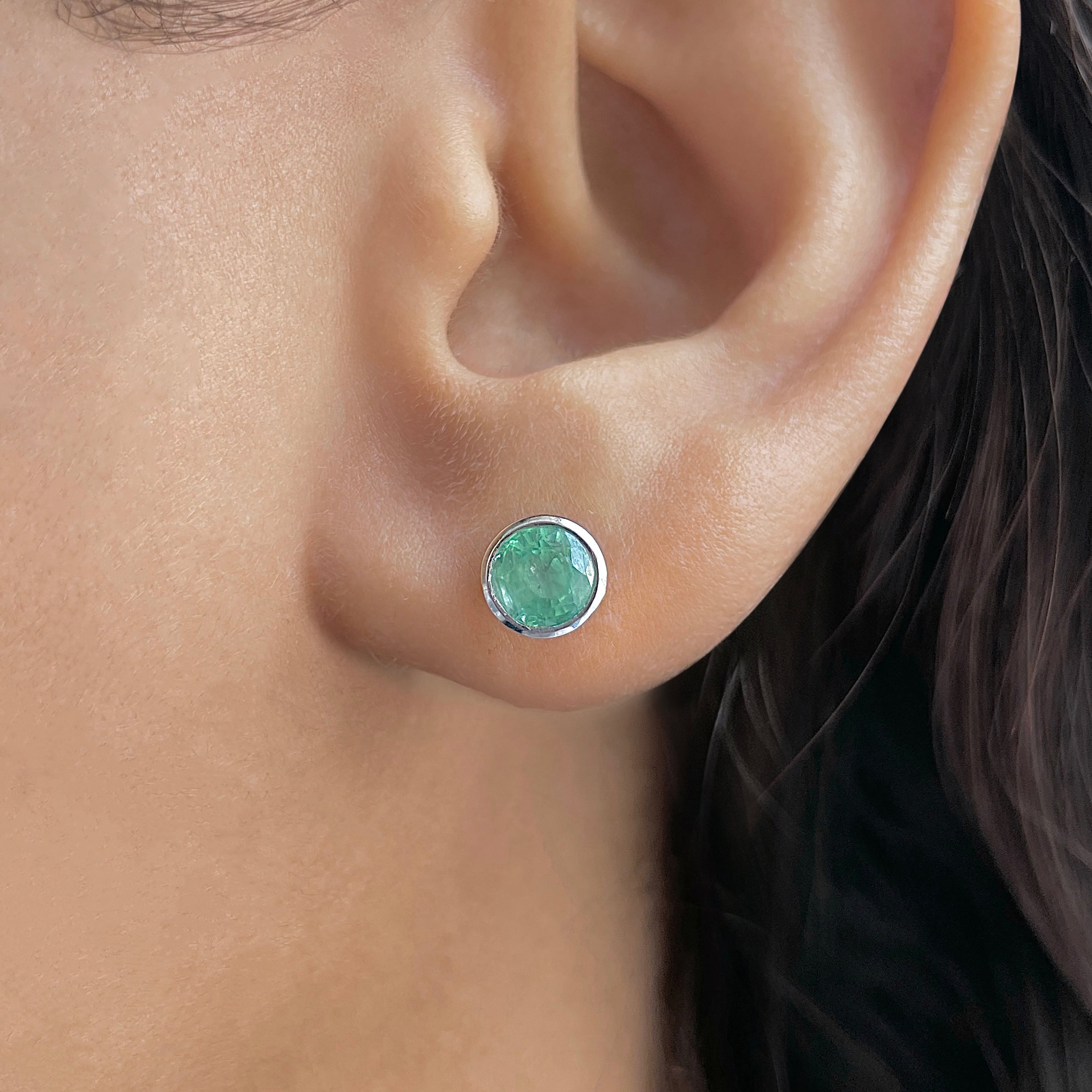 Green Kyanite Stud Earrings-(GKY-SE-1426.)