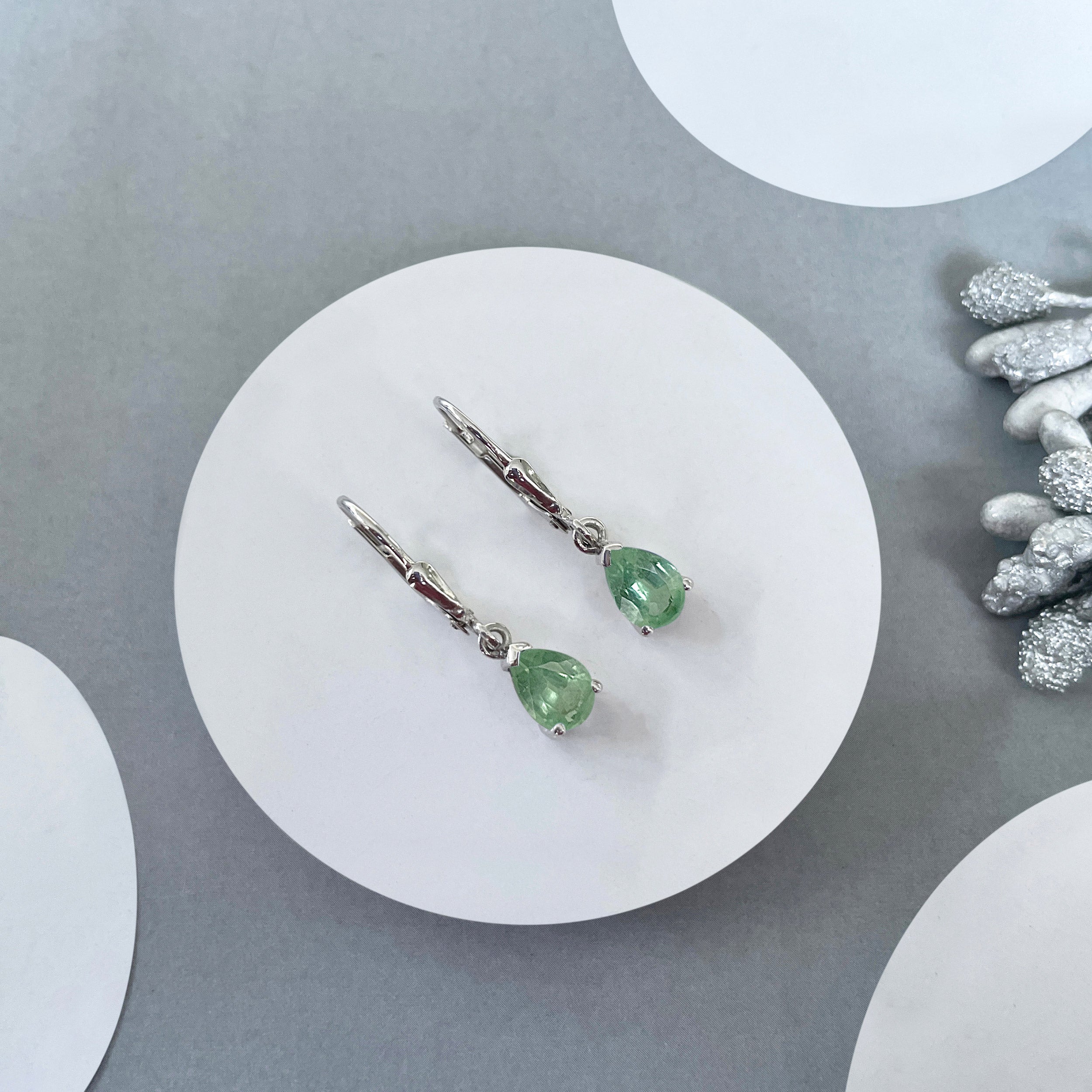 Green Kyanite Leverback Earring-(GKY-SE-676.)