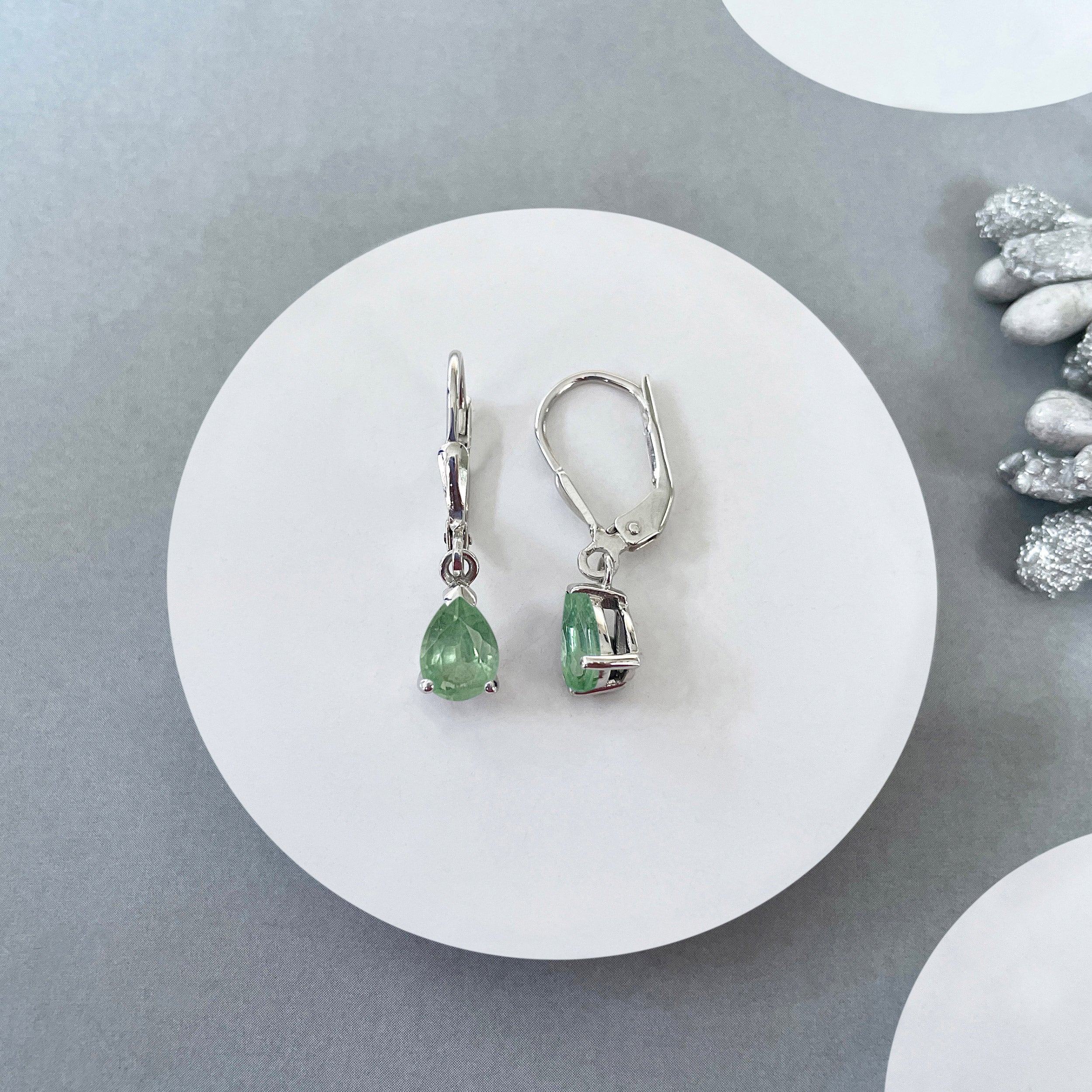 Green Kyanite Leverback Earring-(KYN-SE-676-G.)