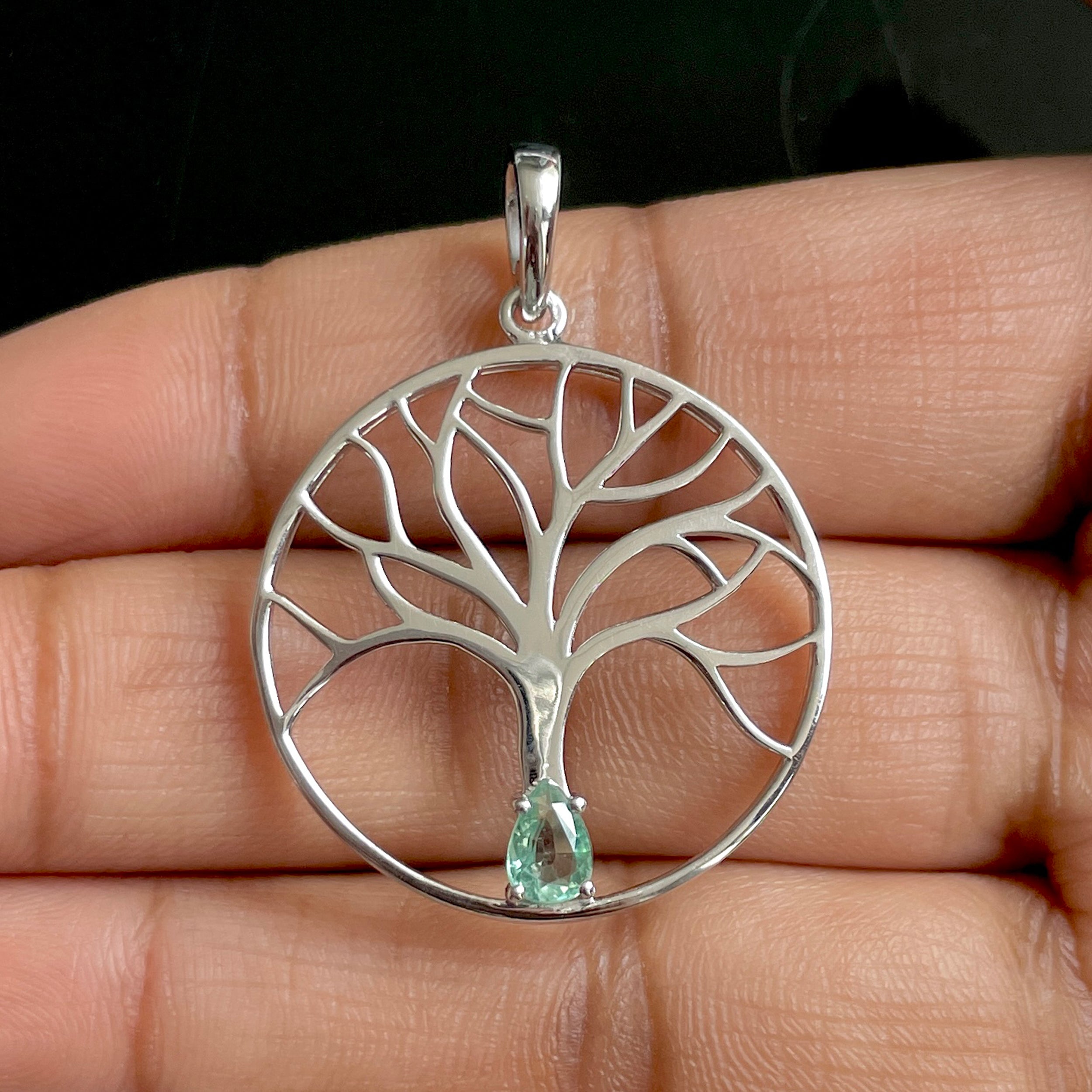 Green Kyanite Tree Of Life Pendant-(KYN-SN-154-G.)