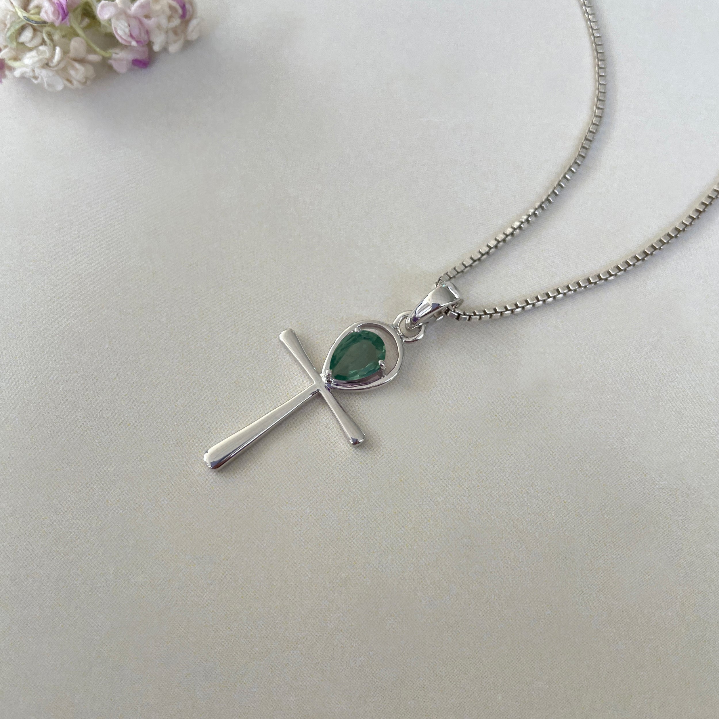 Green Kyanite Ankh Pendant-(KYN-SN-168-G.)