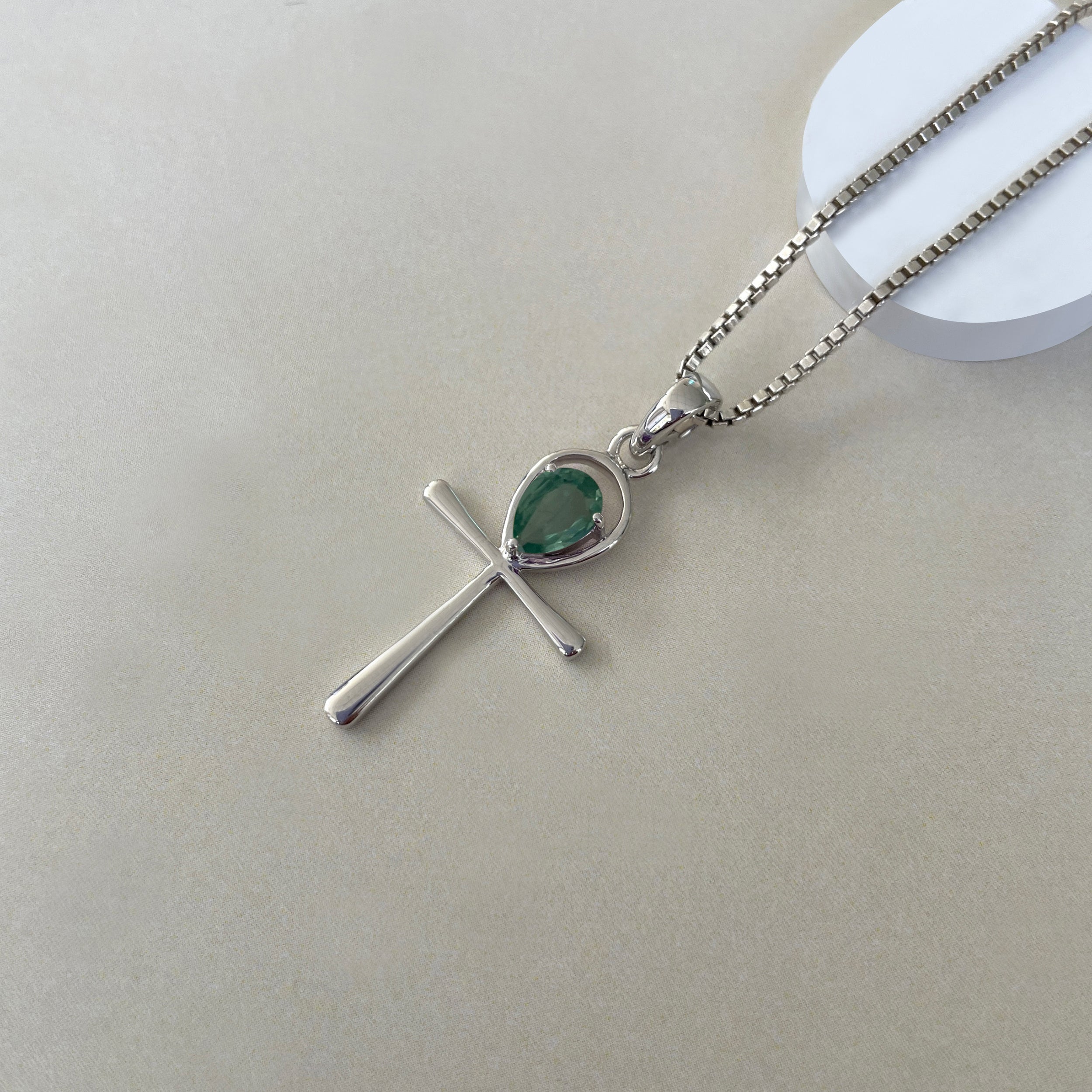 Green Kyanite Ankh Pendant-(KYN-SN-168-G.)