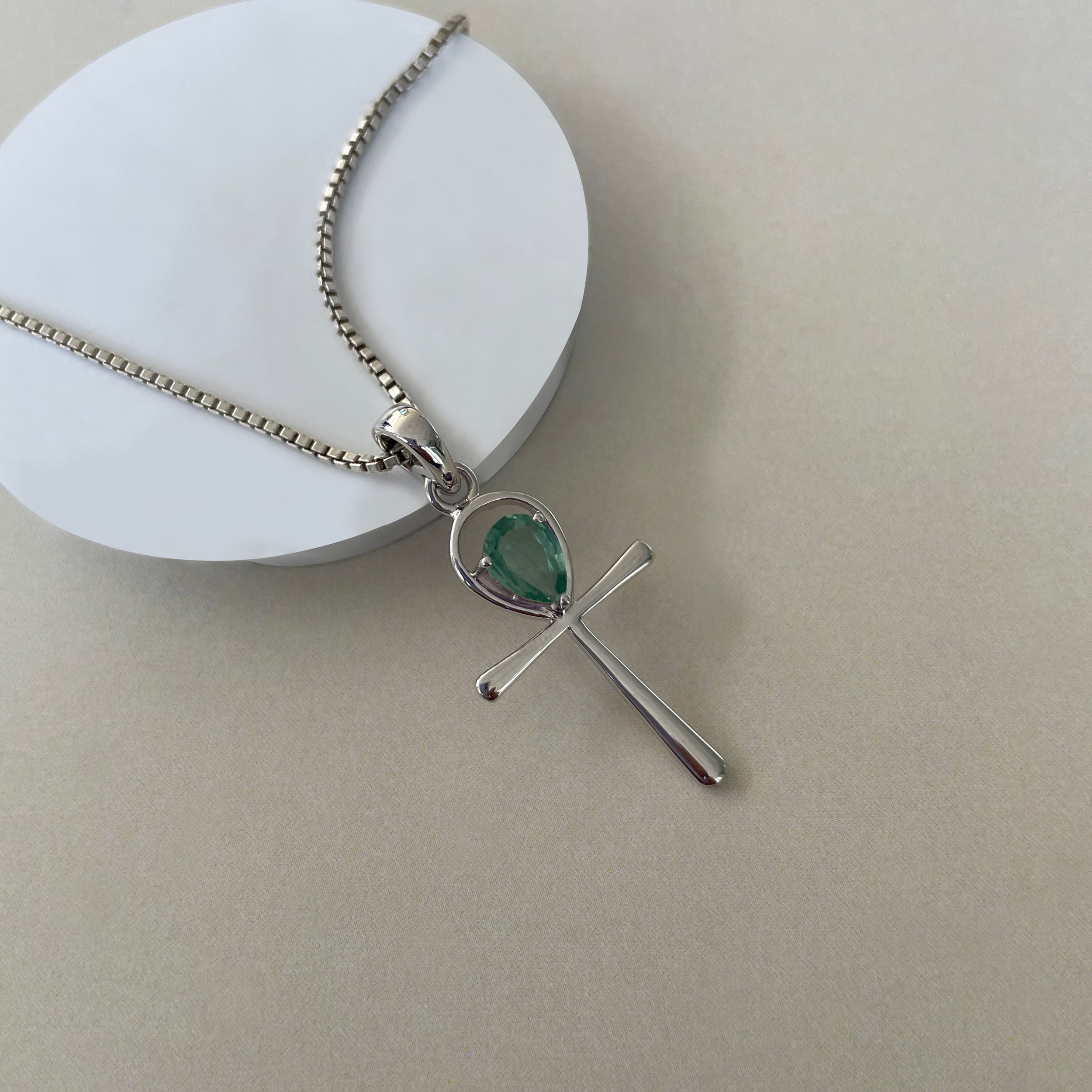 Green Kyanite Ankh Pendant-(KYN-SN-168-G.)