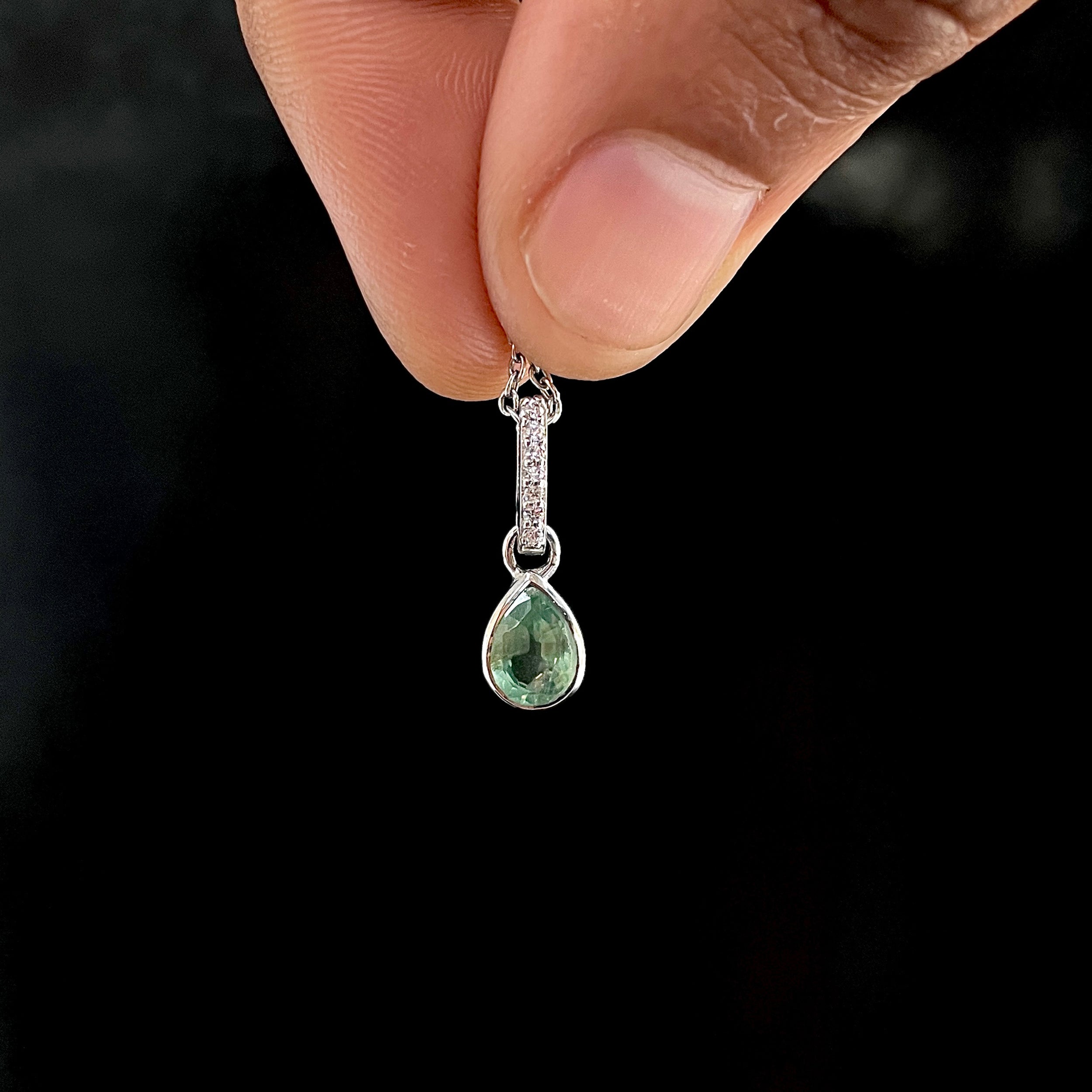Green Kyanite & White Topaz Pendant-(KYN-SP-779-G.)