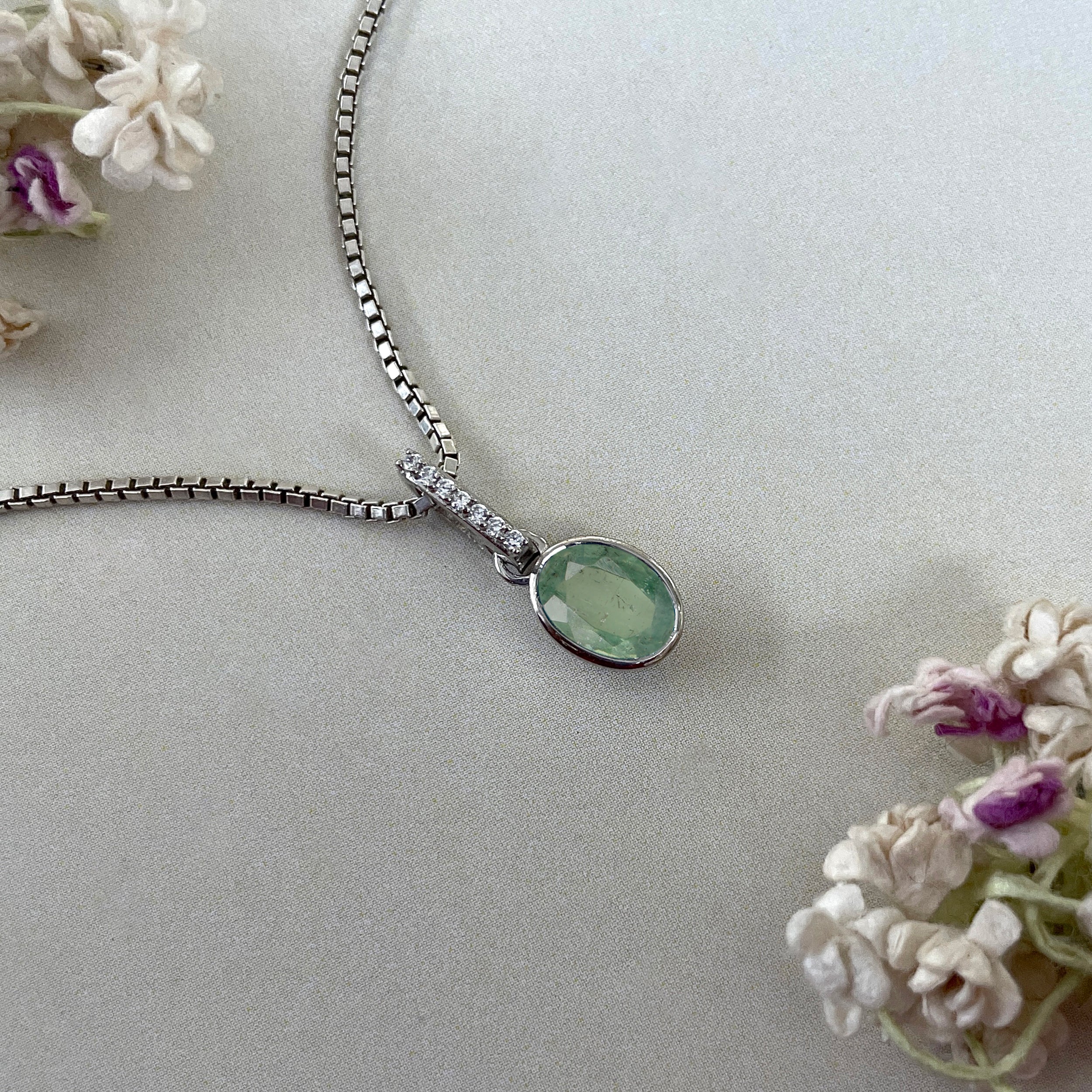 Green Kyanite & White Topaz Pendant-(KYN-SP-792-G.)