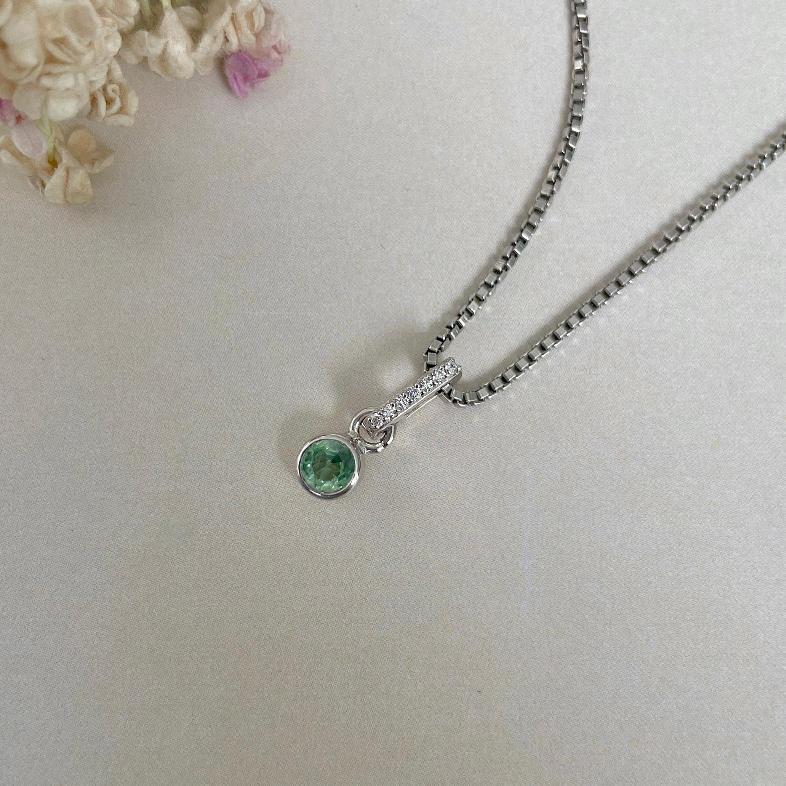 Green kyanite & White Topaz Pendant-(KYN-SP-999B-G.)
